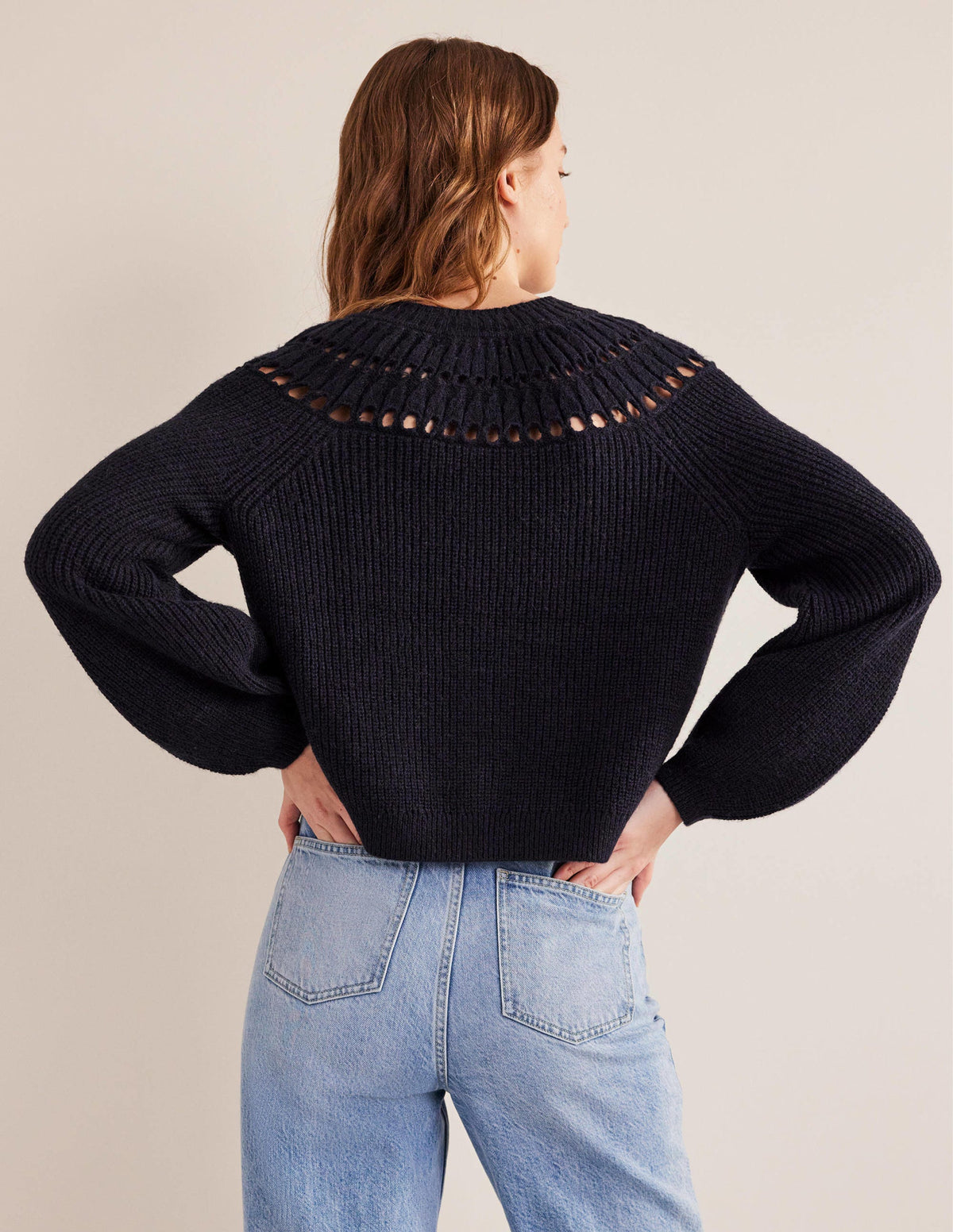 Cardigan mit hübschen Rüschen-Marineblau - Image 3