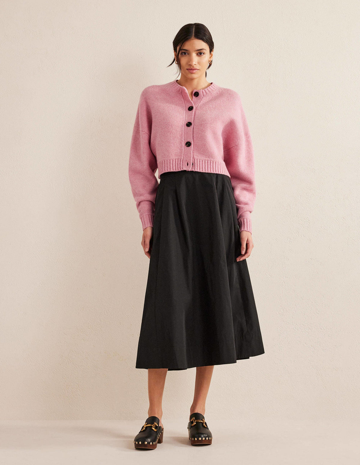 Brushed Wool Cropped Cardigan-Pink Lemonade-5