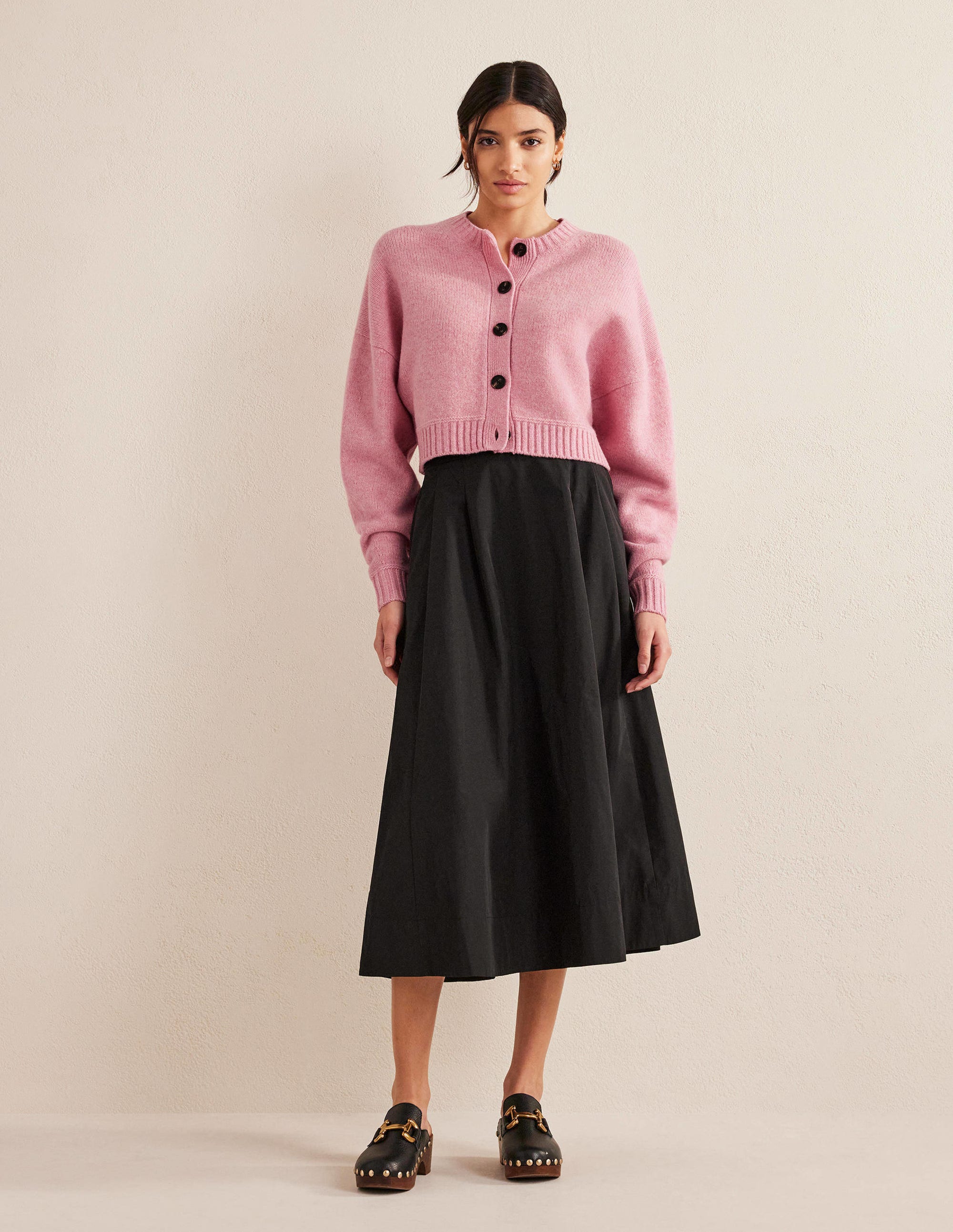 Brushed Wool Cropped Cardigan-Pink Lemonade - Image 5