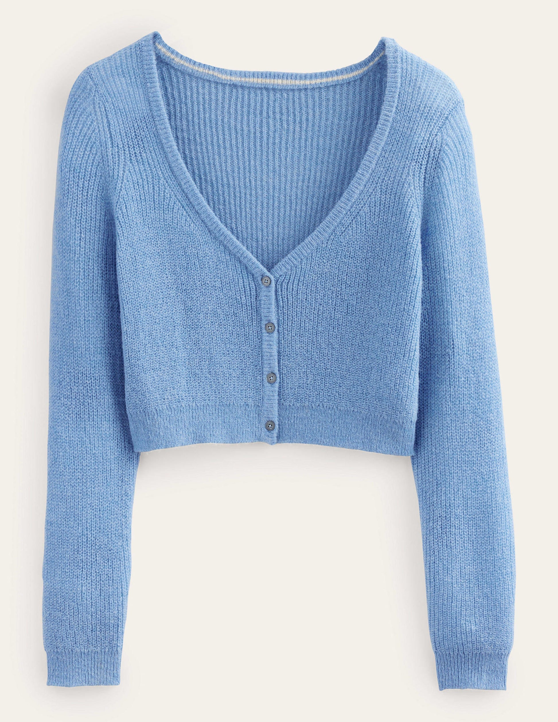 Flauschiger Cardigan mit kurzem Schnitt-Flachsblau-5