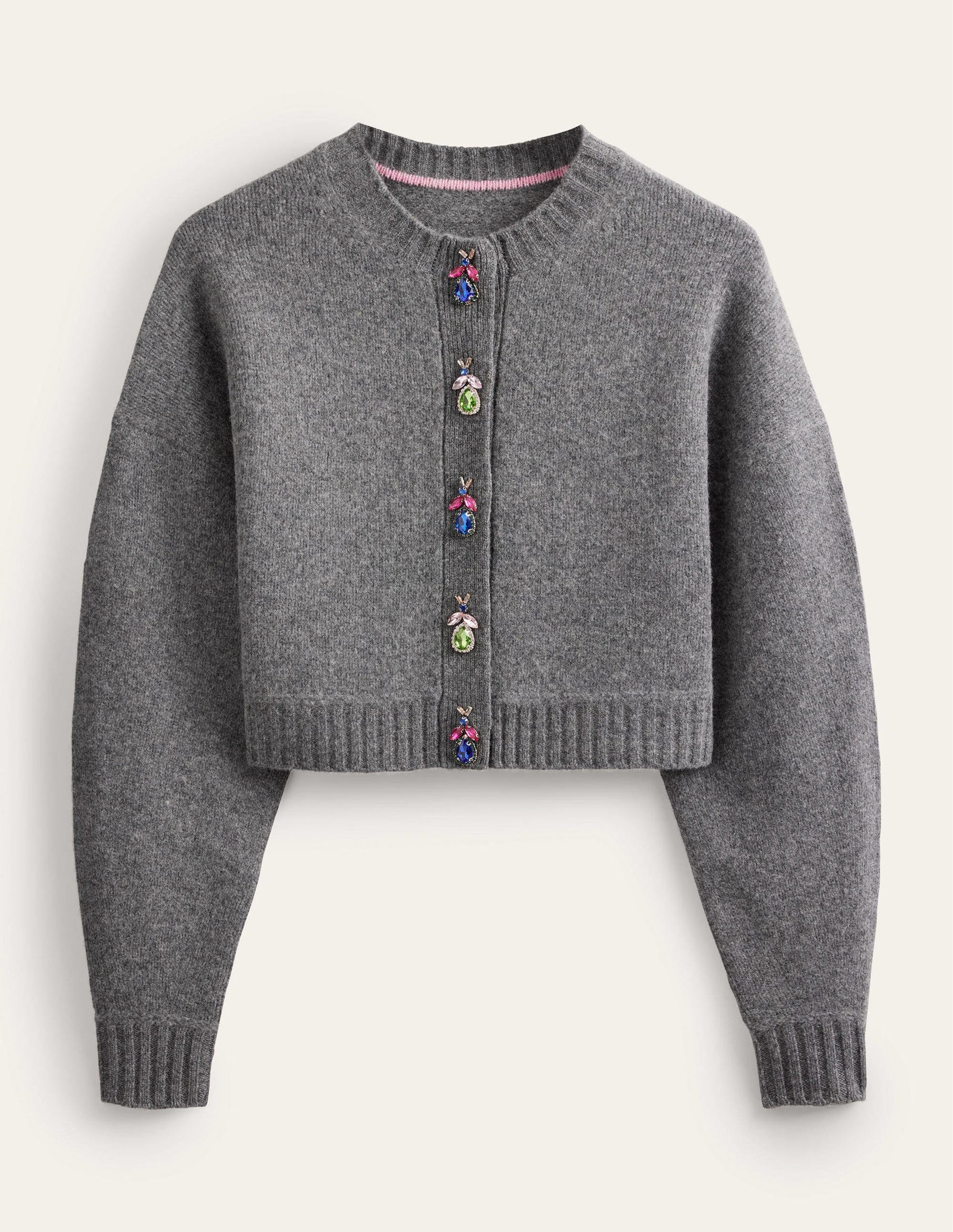 Cardigan mit Zierknöpfen-Dunkelgrau Melange-6