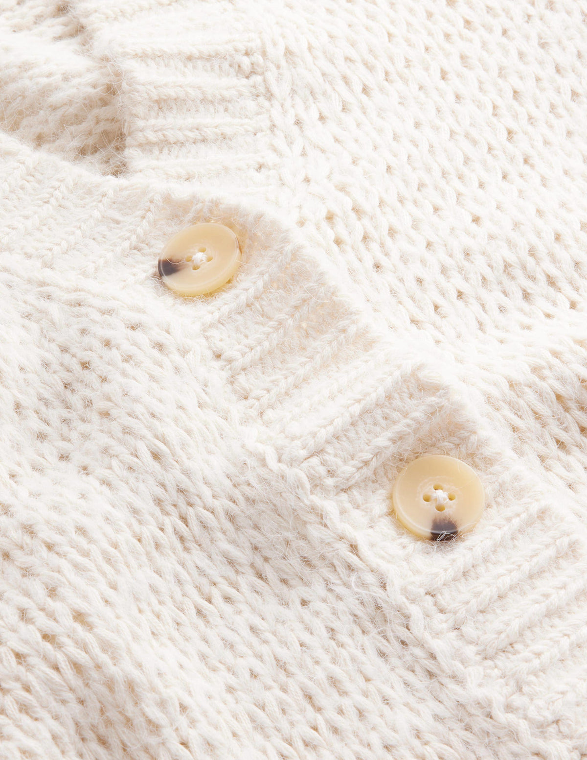 Fluffy Open Stitch Cardigan-Warm Ivory - Image 6