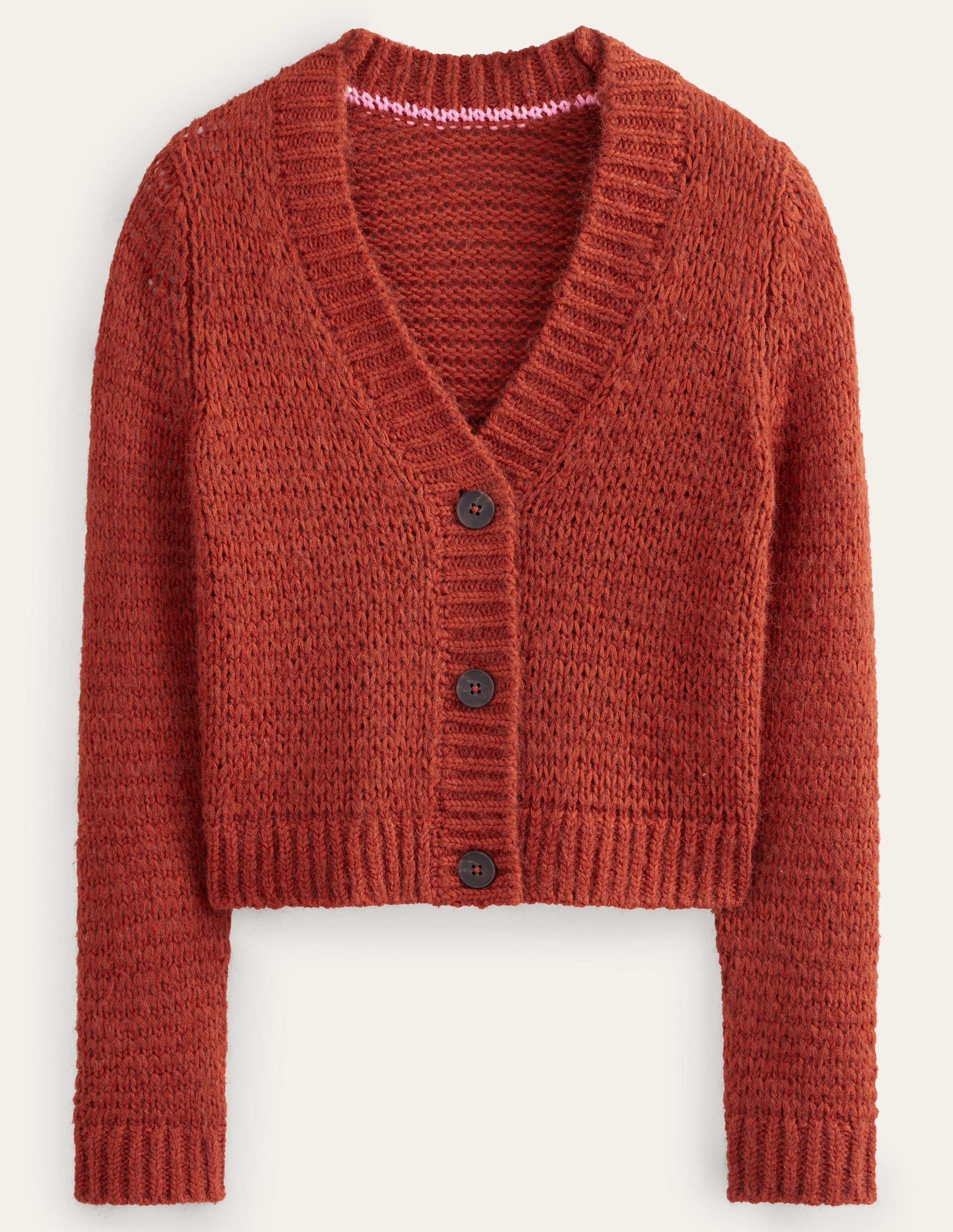 Strick-Cardigan mit offenen Maschen-Rostrot - Image 5