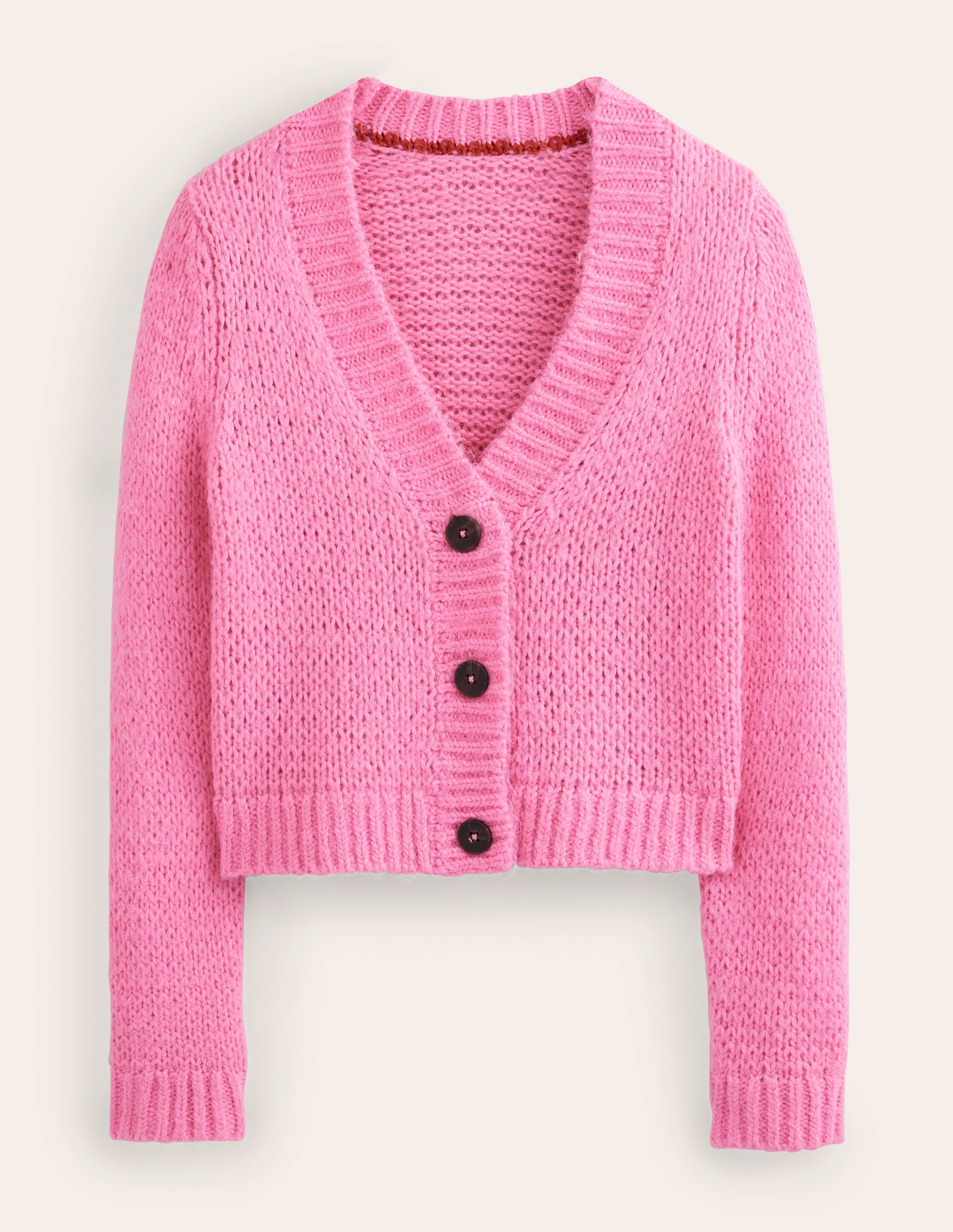Gilet en maille ajourée-Rose barbe à papa - Image 2