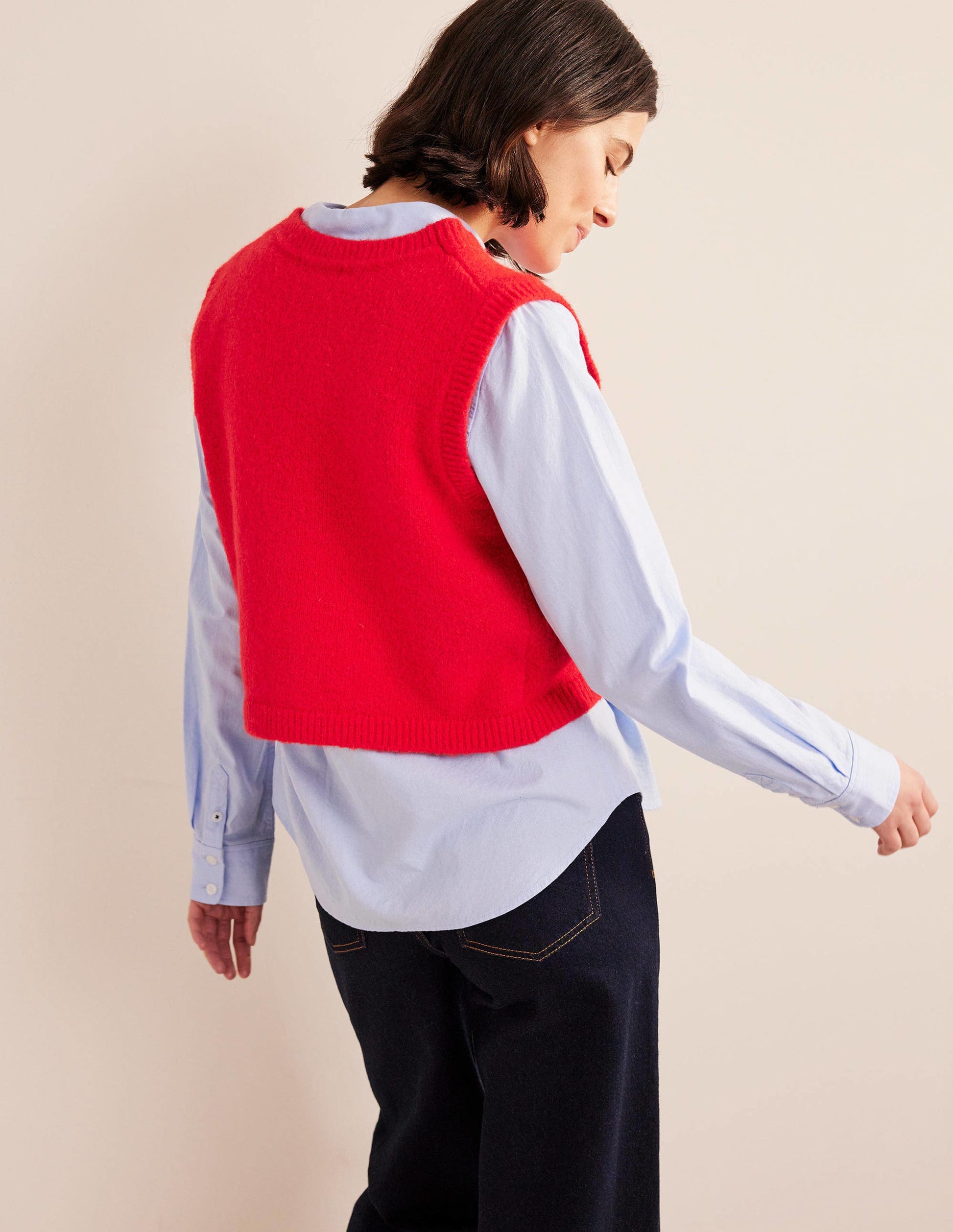 Cropped Fluffy Cardigan Tank-High Risk Red-3