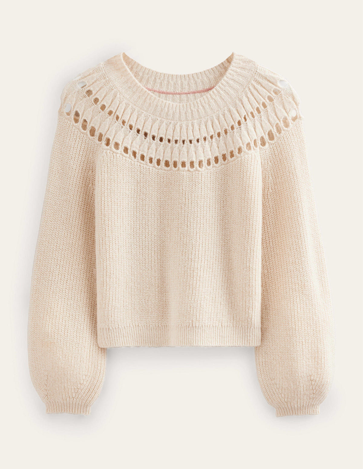 Pullover mit hübschen Rüschen-Naturweiß Meliert - Image 5