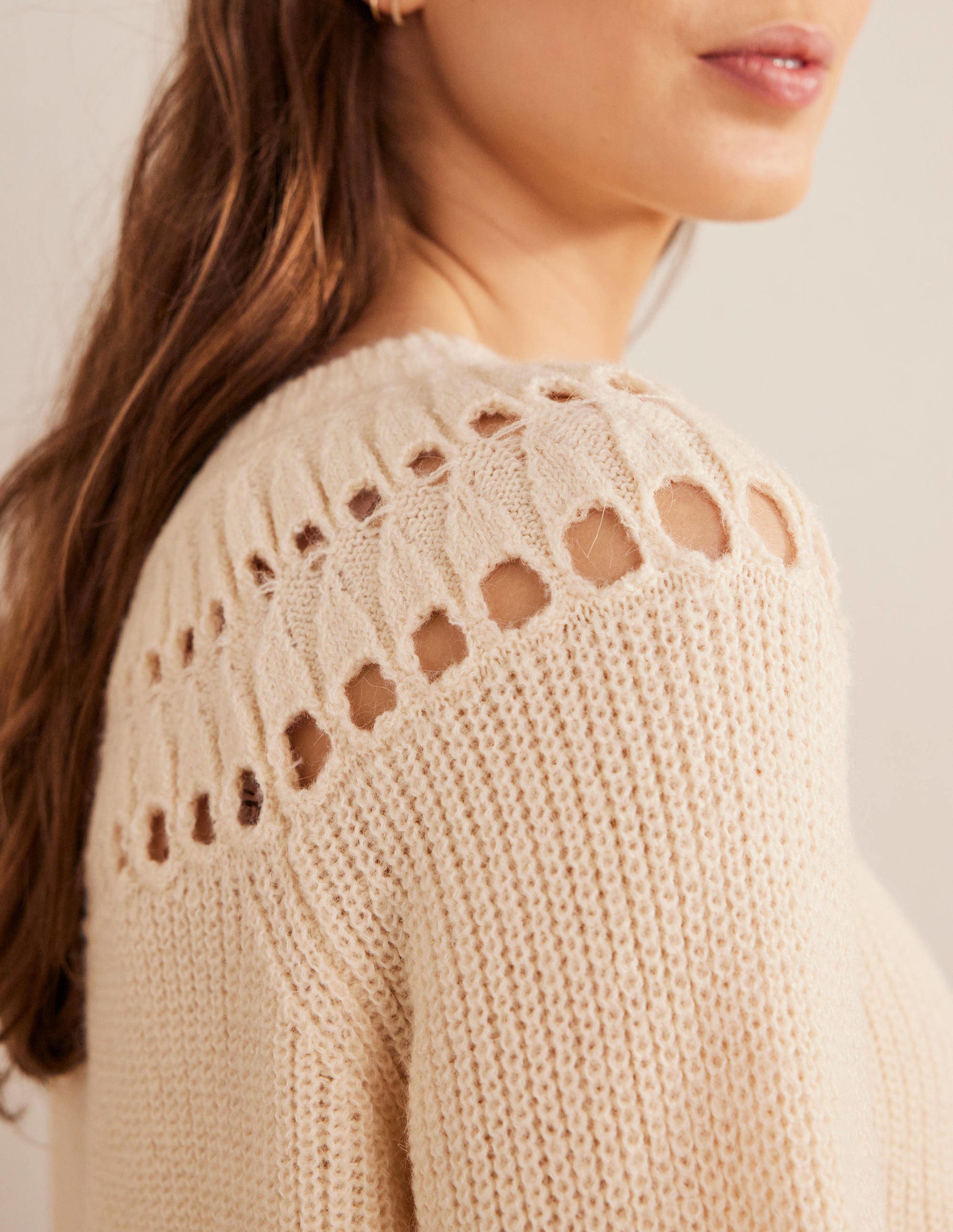 Pullover mit hübschen Rüschen-Naturweiß Meliert - Image 2
