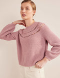Pullover mit hübschen Rüschen-Dahlien-Rosa
