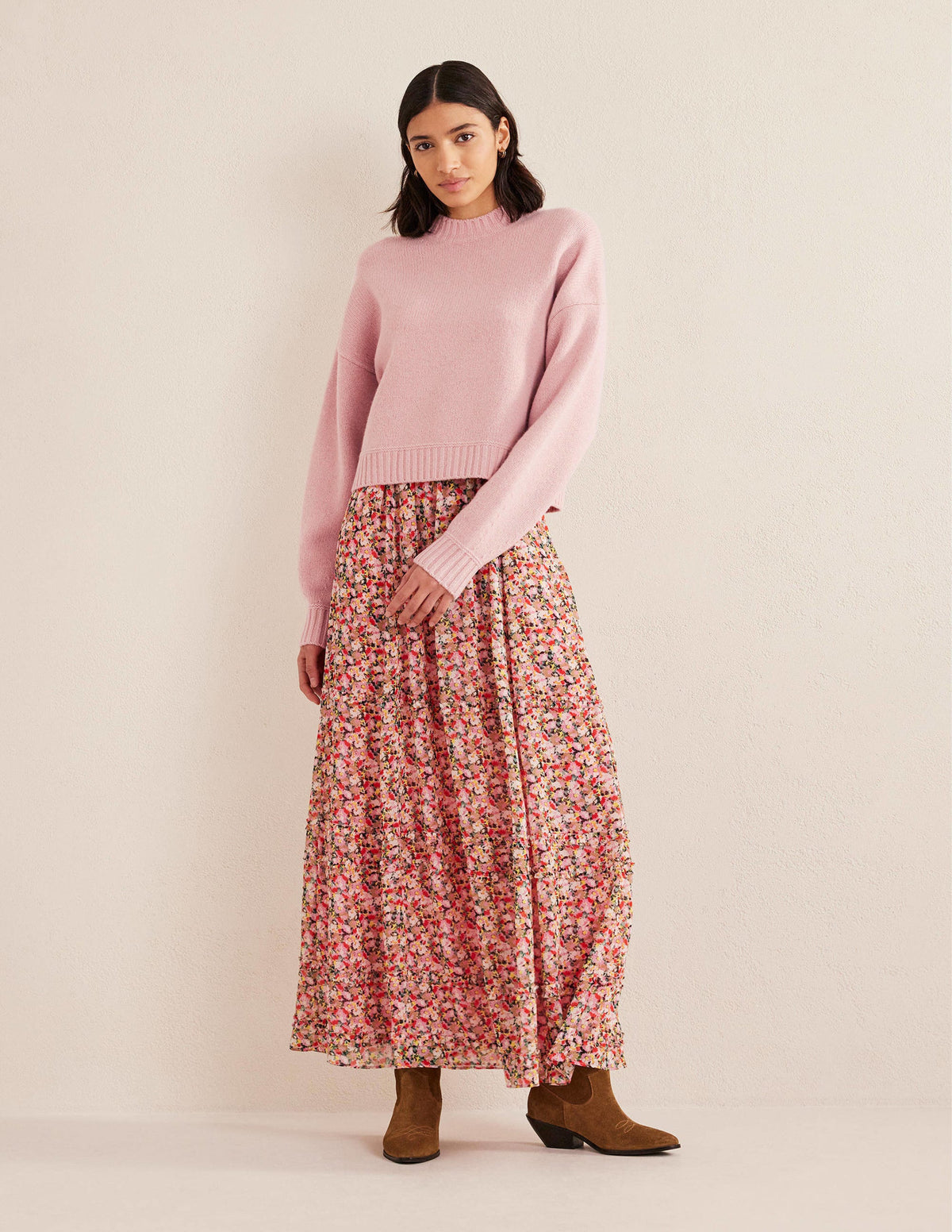 Kurz geschnittener Pullover aus gebürsteter Wolle-Kreiderosa - Image 4