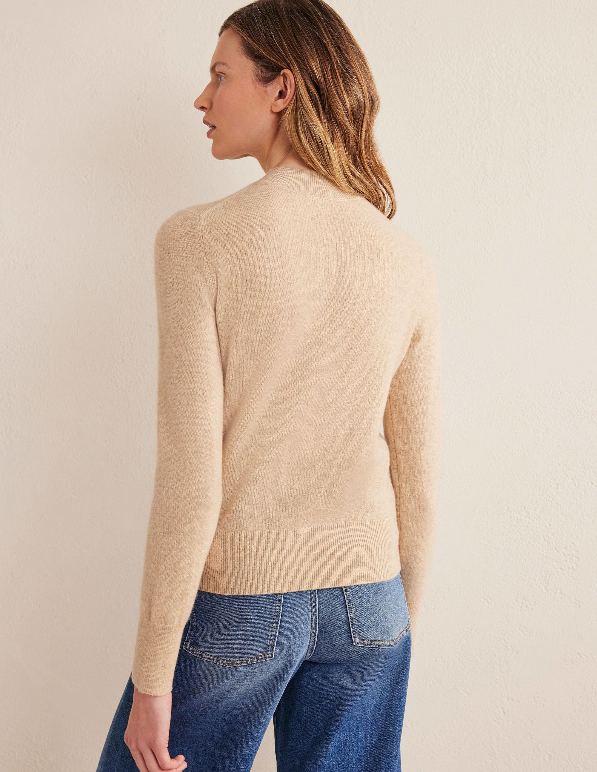 Kaschmirpullover mit Stehkragen-Mausbraun Melange - Image 3