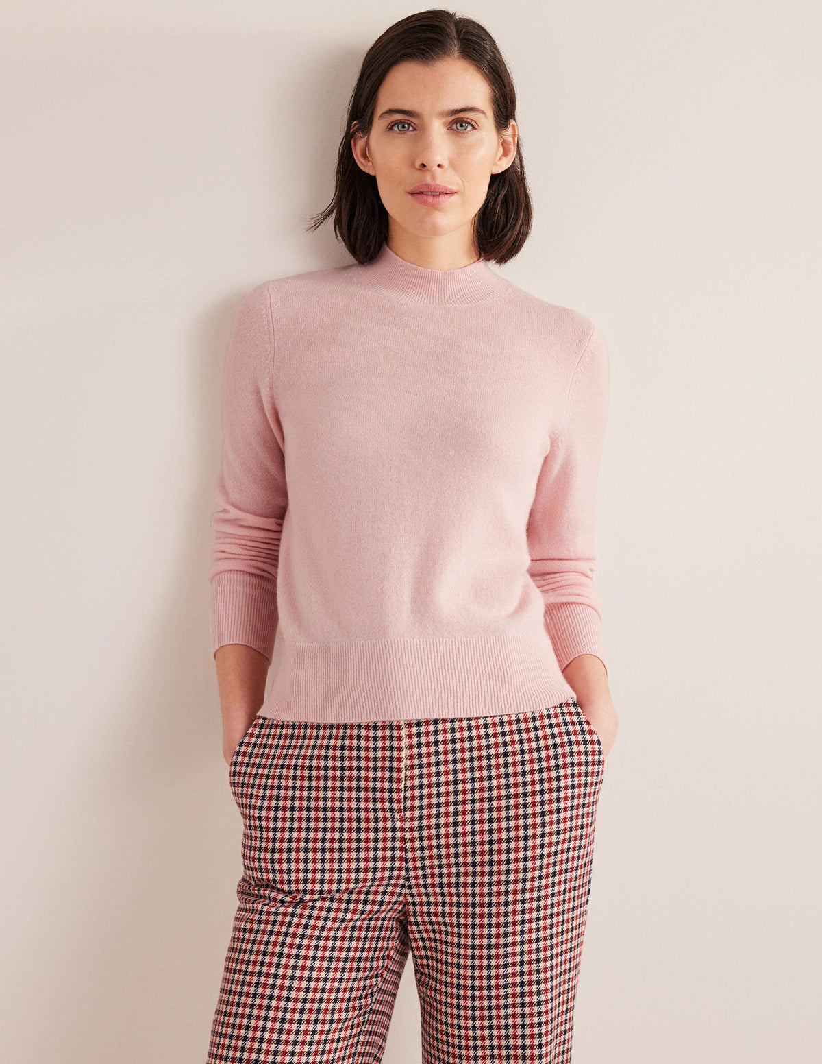 Kaschmirpullover mit Stehkragen-Marshmallow-Rosa - Image 1