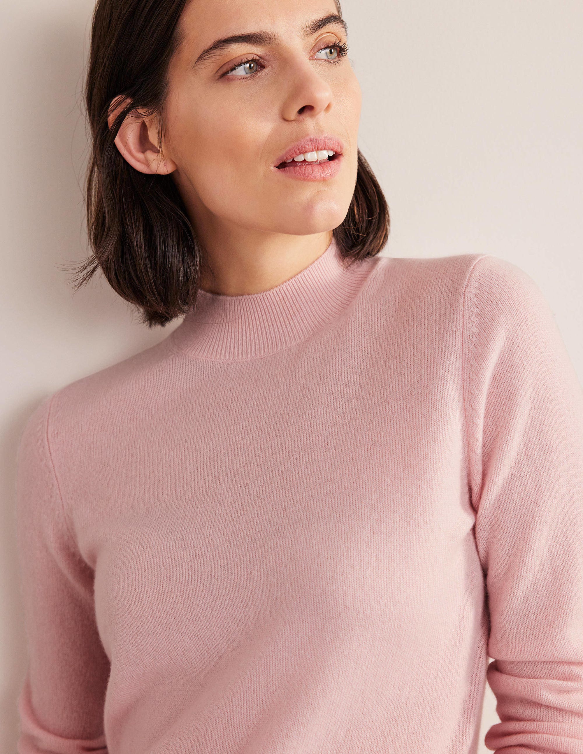 Kaschmirpullover mit Stehkragen-Marshmallow-Rosa - Image 4