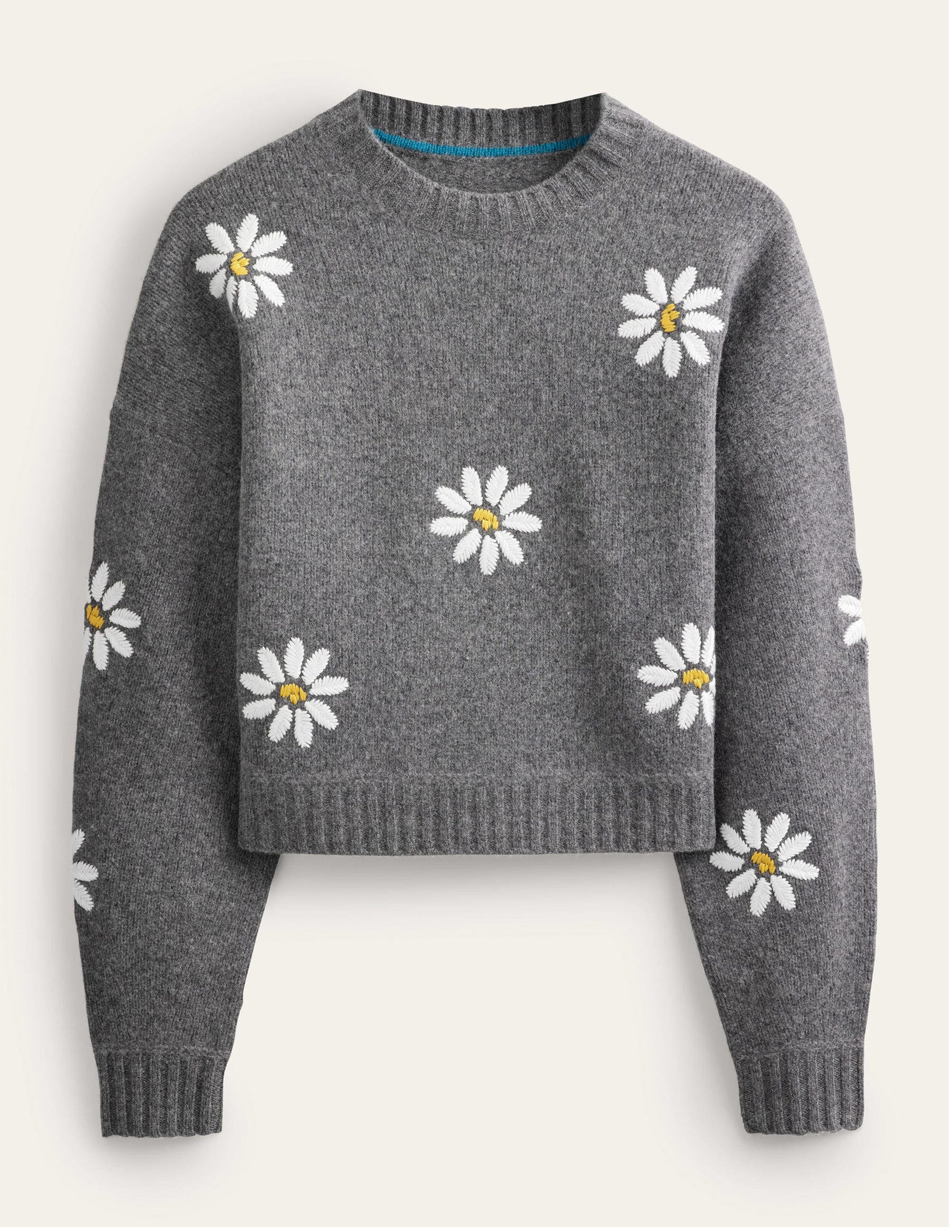 Verzierter Wollpullover-Dunkelgrau Melange-8