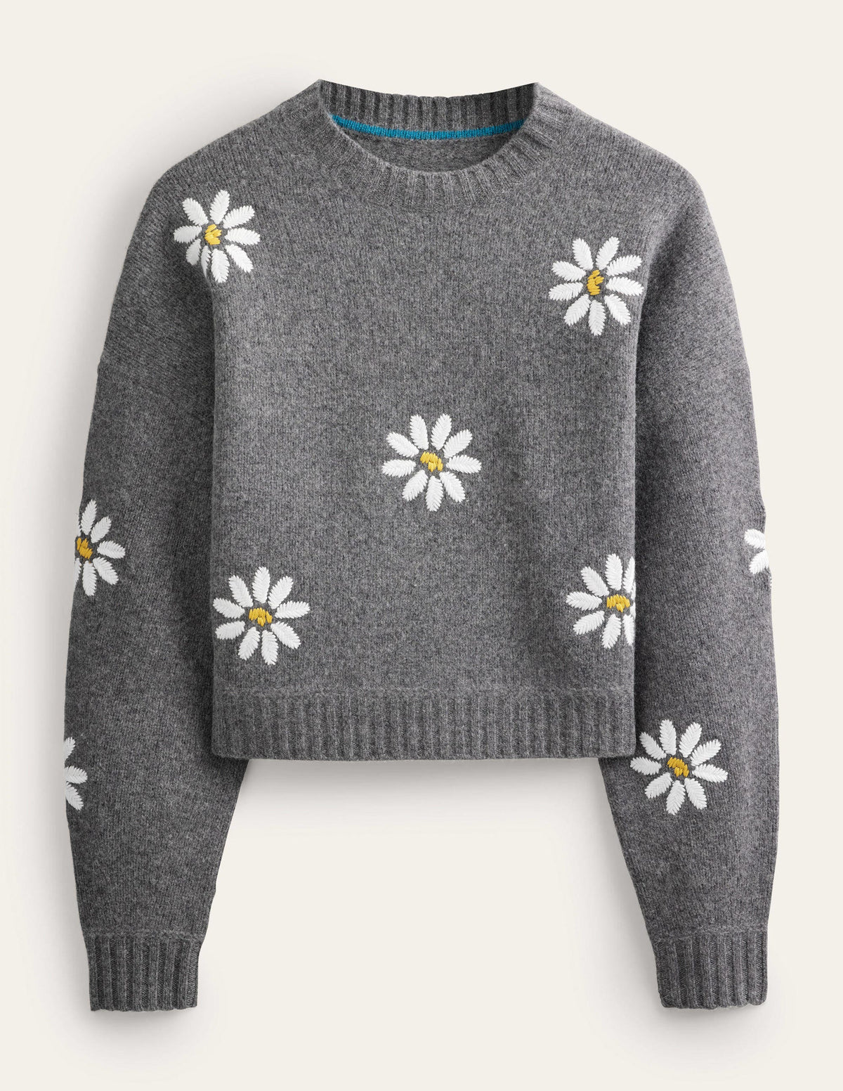 Verzierter Wollpullover-Dunkelgrau Melange - Image 8
