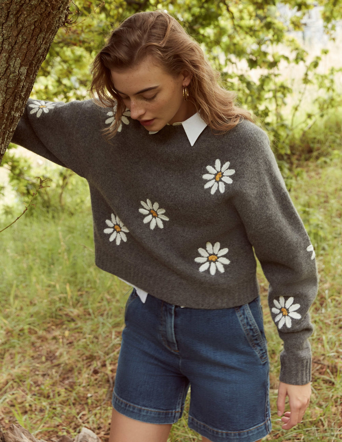 Verzierter Wollpullover-Dunkelgrau Melange-6