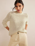 Pullover mit offenen Maschen-Warmes Naturweiß