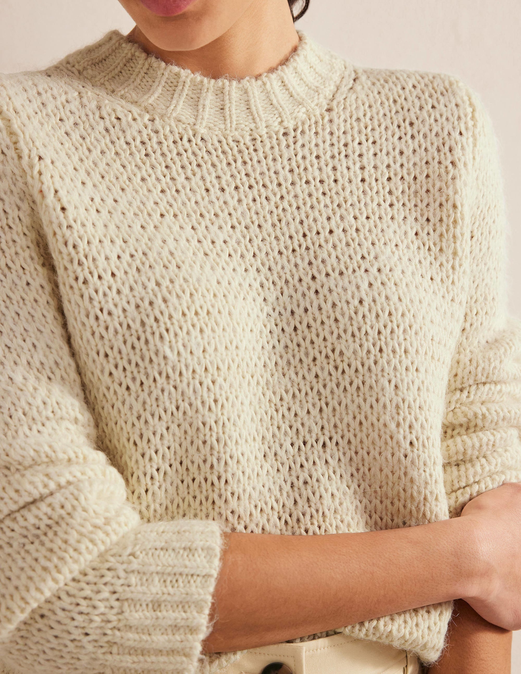 Pullover mit offenen Maschen-Warmes Naturweiß - Image 2