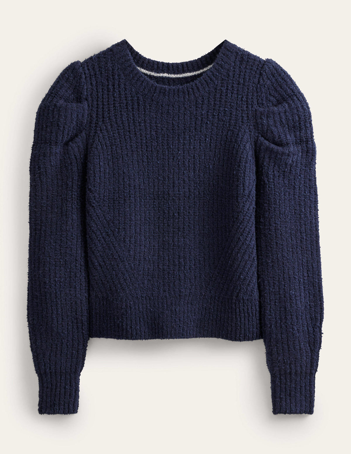 Ripp-Pullover mit Streifen-Strickmuster und Zierfalten-Marineblau-5