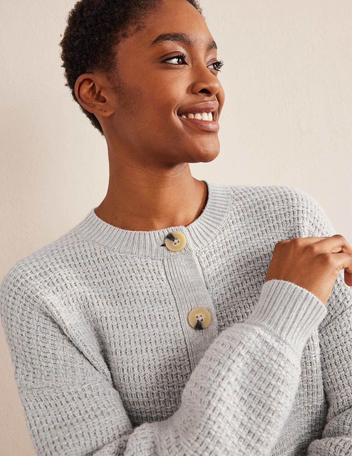 Textured Knitted Bomber Jacket-Silver Melange-2