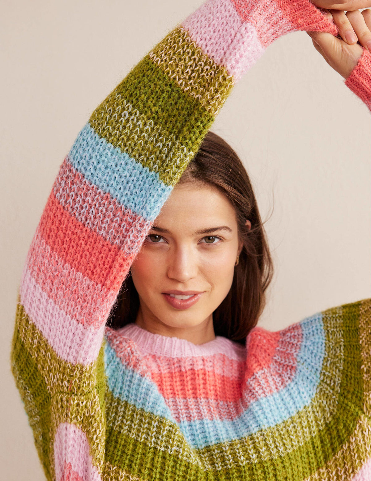Gerippter Raglanpullover-Regenbogenfarben, Gestreift - Image 2