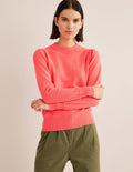 Kaschmirpullover mit Puffärmeln-Helles Wassermelonenrot