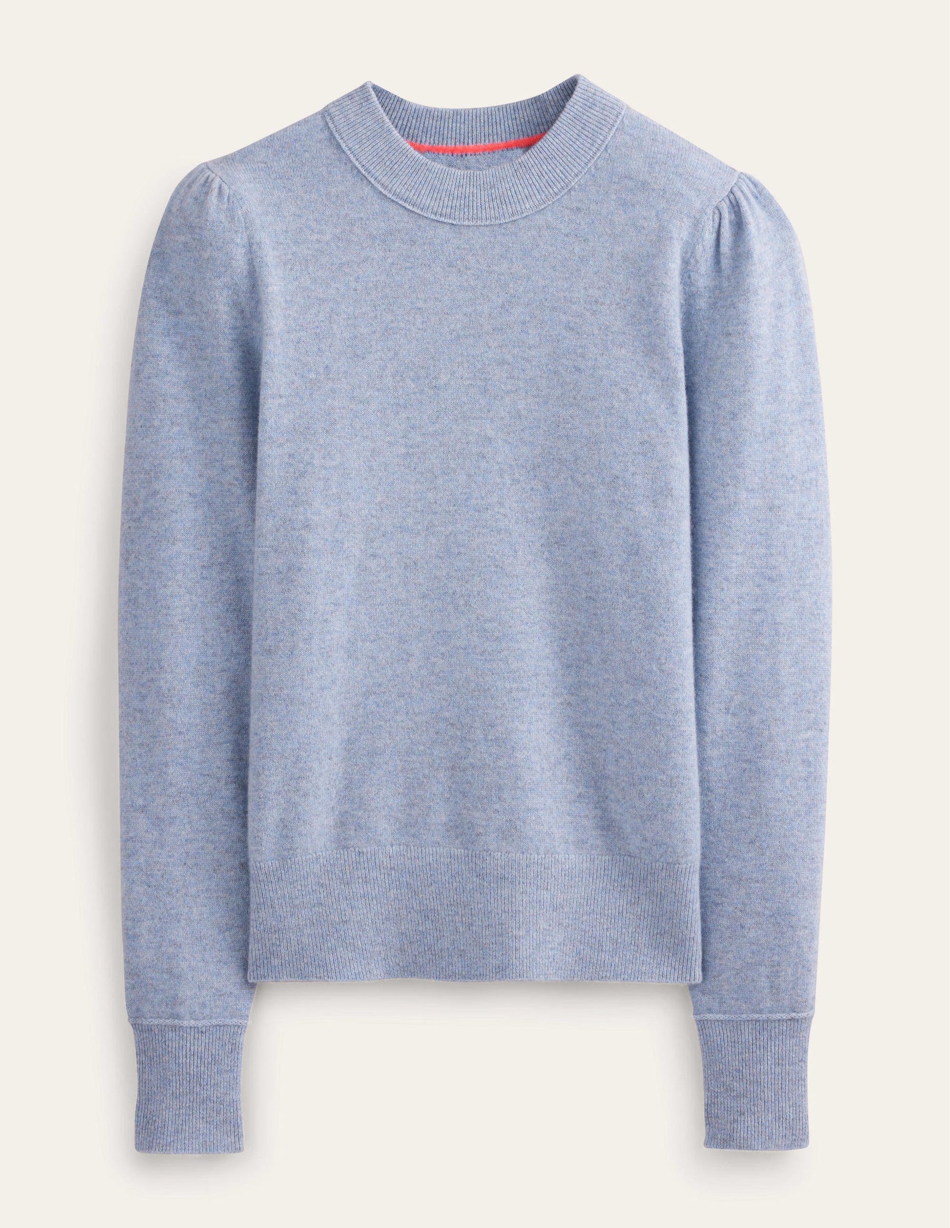Kaschmirpullover mit Puffärmeln-Blau Melange-5