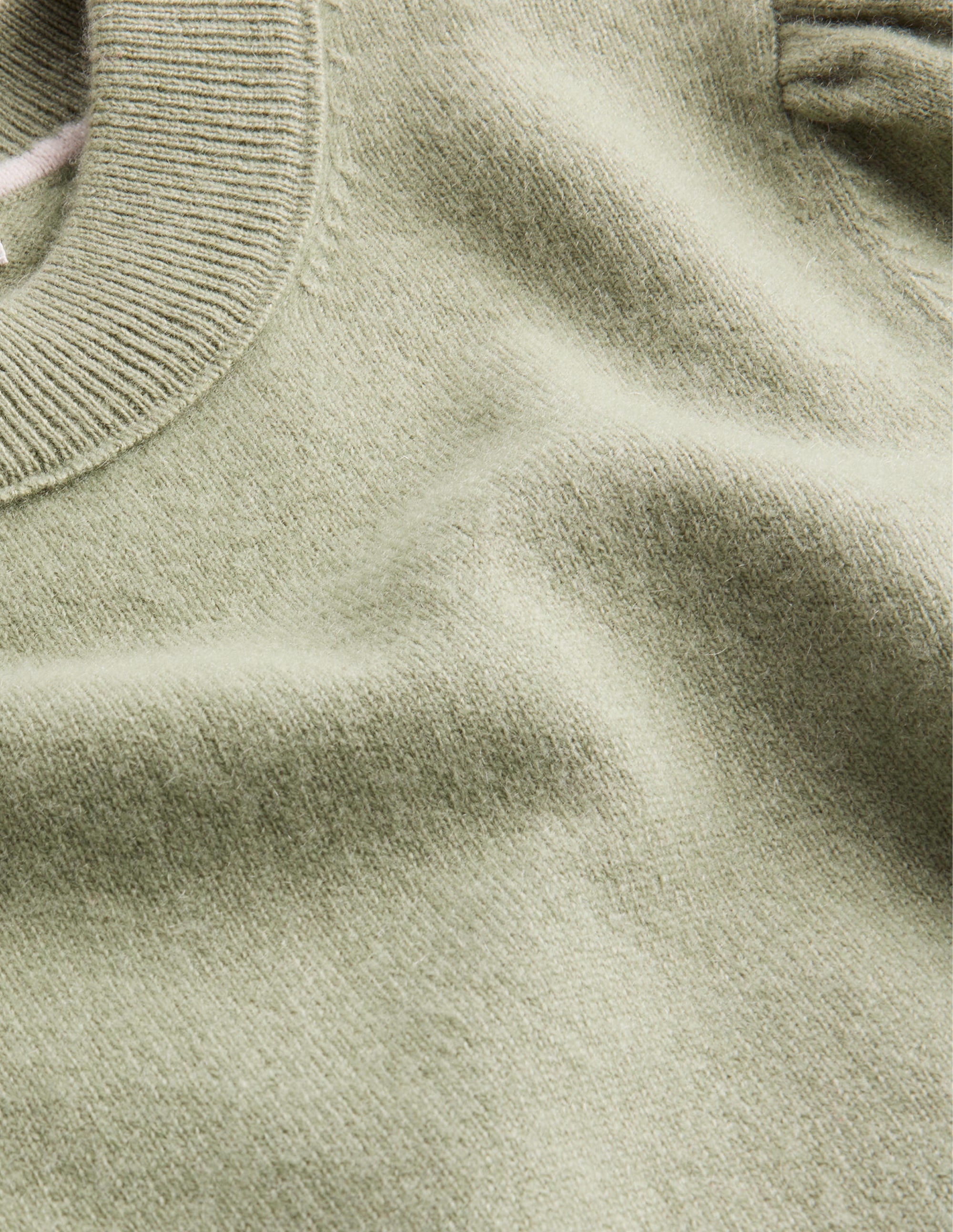 Cashmere Puff Shoulder Jumper-Stone Green - Image 6
