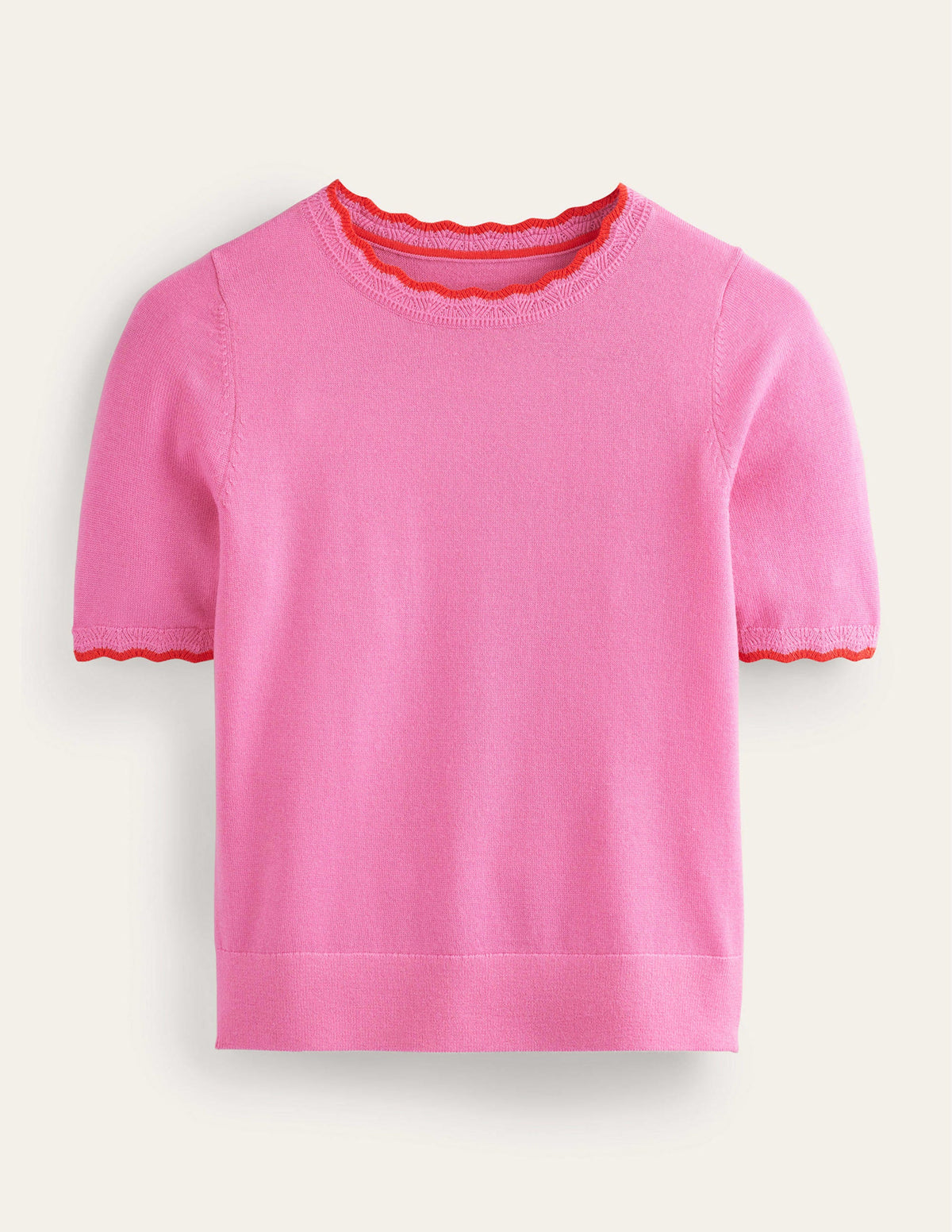 T-Shirt aus Merinowolle mit Muschelrand-Mittelpink-6