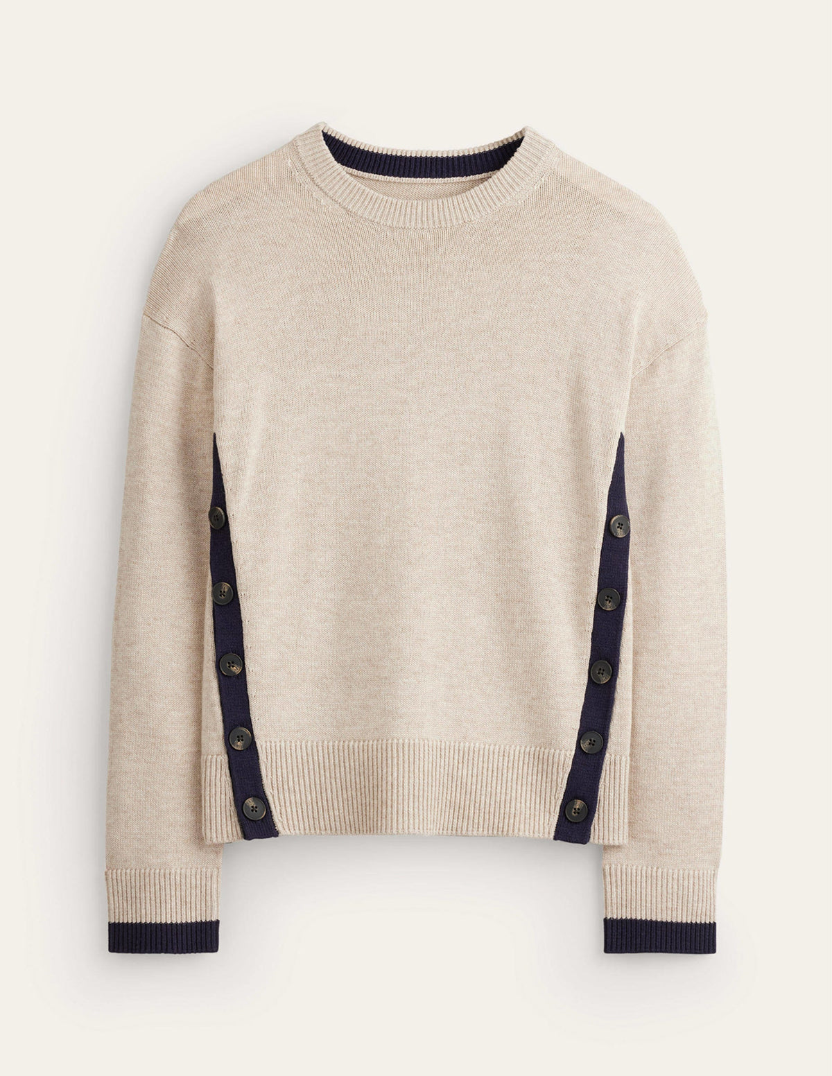 Alma Pullover mit Kontrastbesatz-Chinchilla Meliert, Marineblau - Image 5