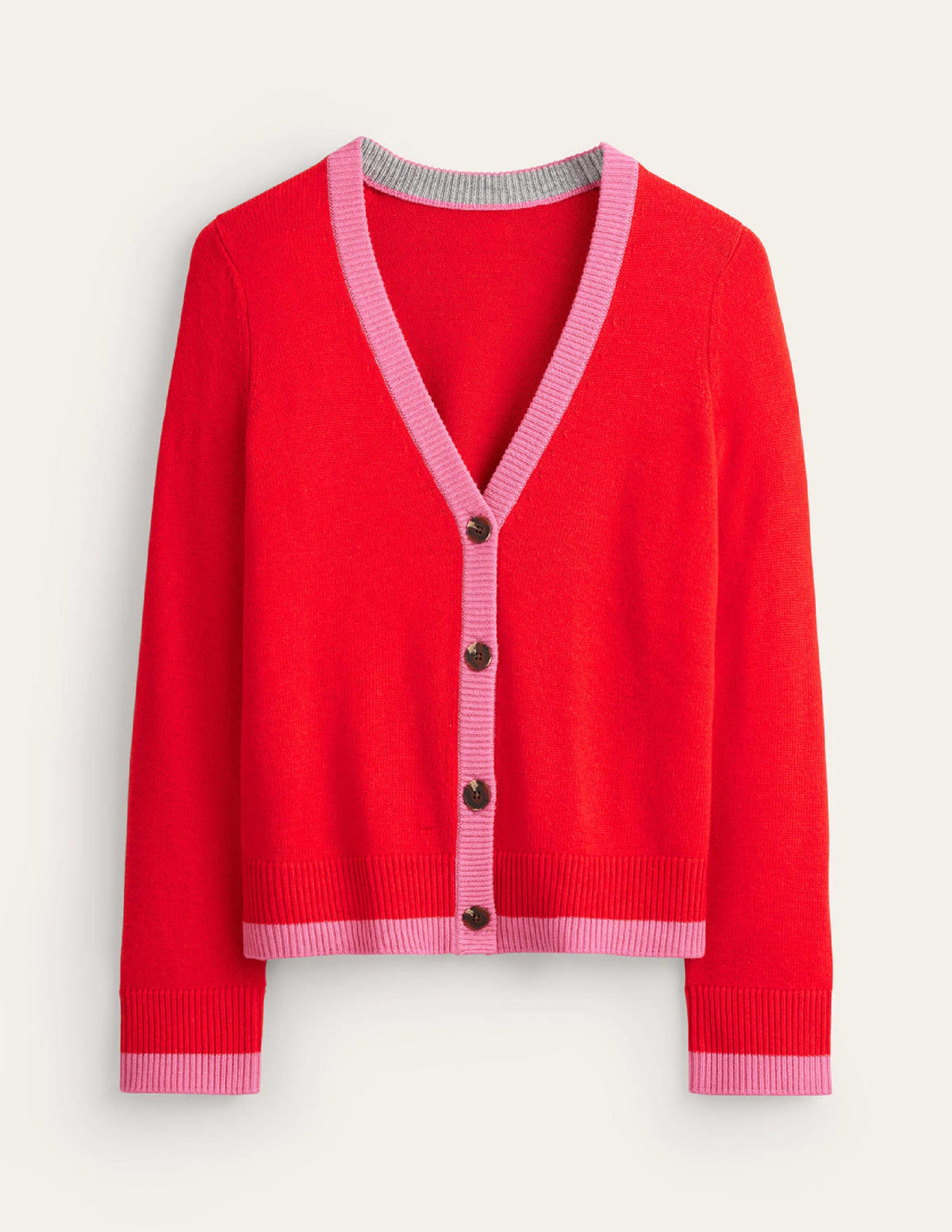 Alma Strickjacke mit Kontrastbesatz-Flame Scarlet, Sangria Sunset - Image 6