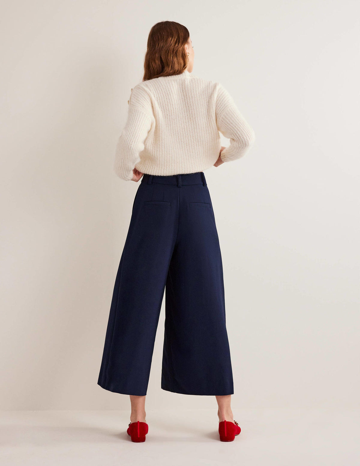 Hoch geschnittene Culotte-Marineblau-3