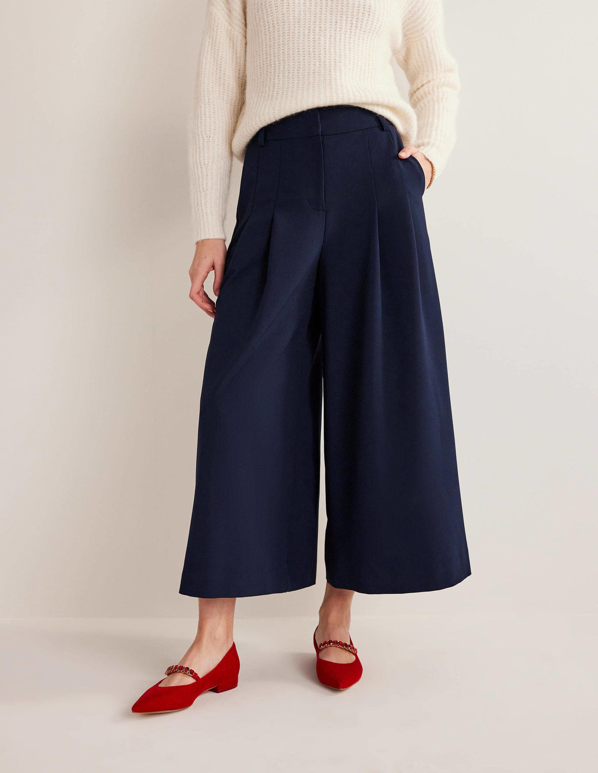 Hoch geschnittene Culotte-Marineblau - Image 4