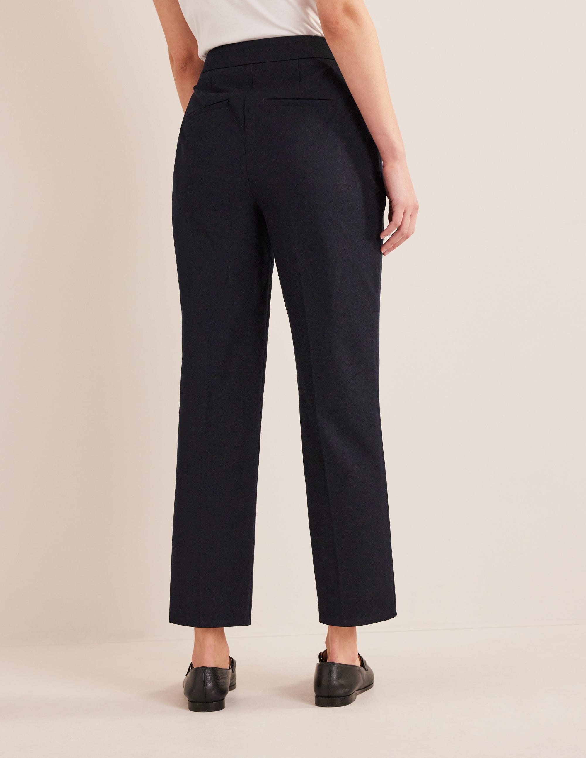 Pantalon droit en bi-stretch-Bleu marine - Image 3