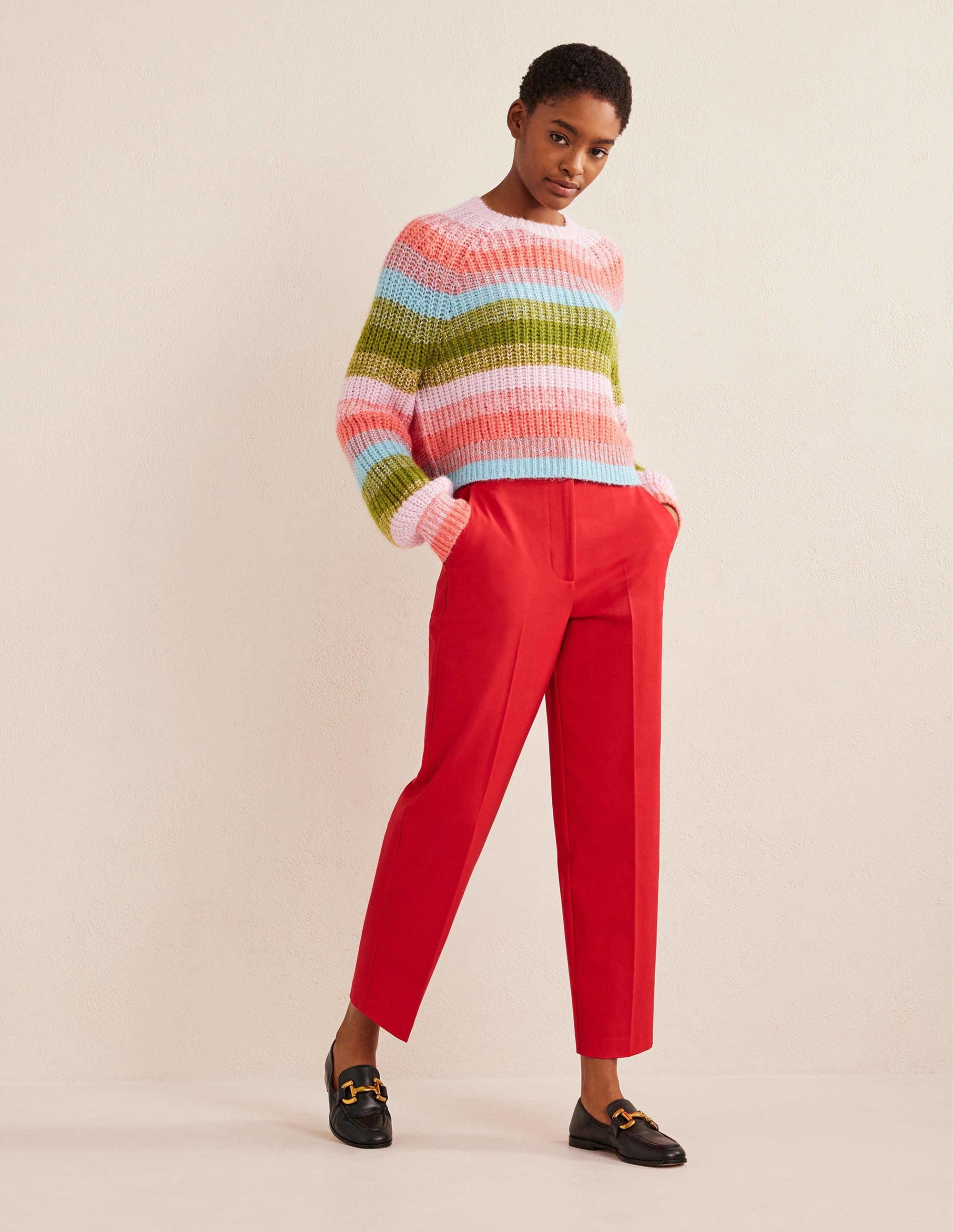 Pantalon droit en bi-stretch-Camélia - Image 1