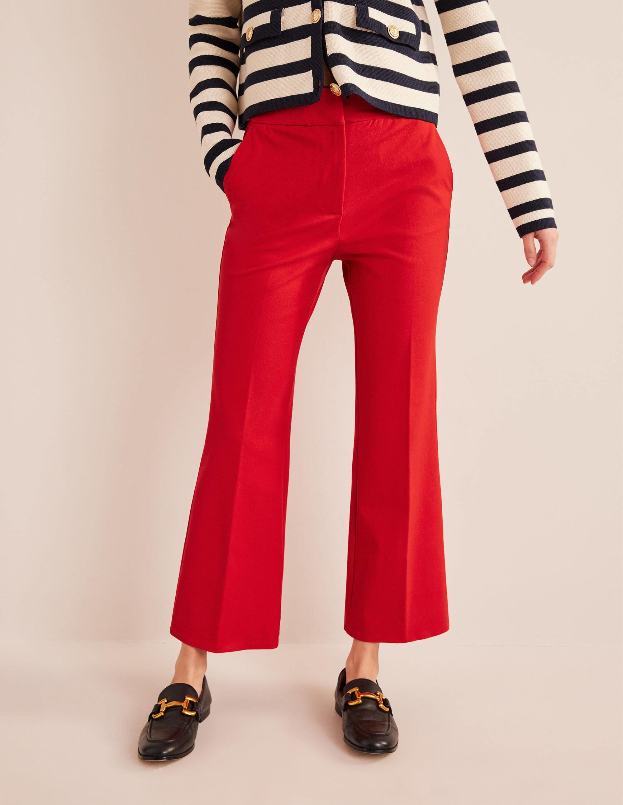 Bi-Stretch Crop Flare Trousers-Pillarbox Red - Image 4