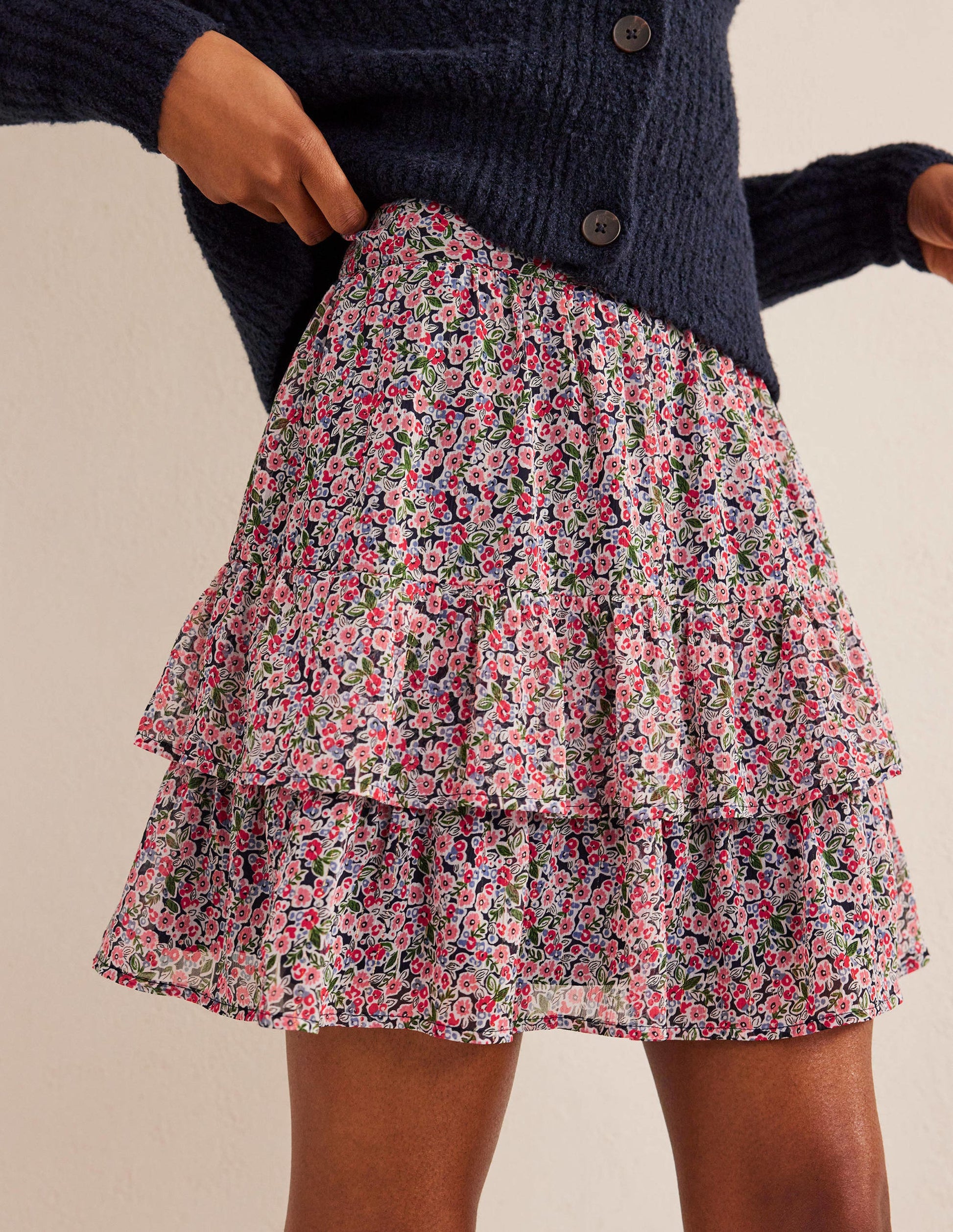 Mini-jupe à volants-Multi, motif Petal Toile-4