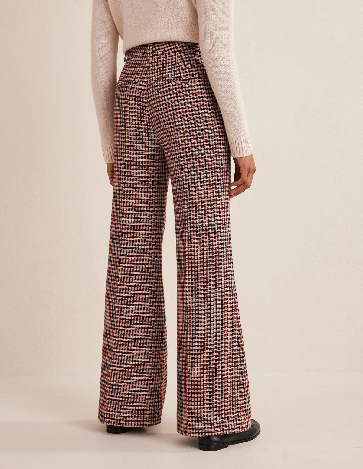 Karierte Hose mit weitem ausgestelltem Bein-Kariert - Image 3