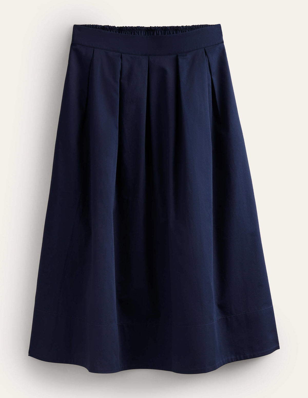 Satin-Midirock mit Plisseefalten-Marineblau-6