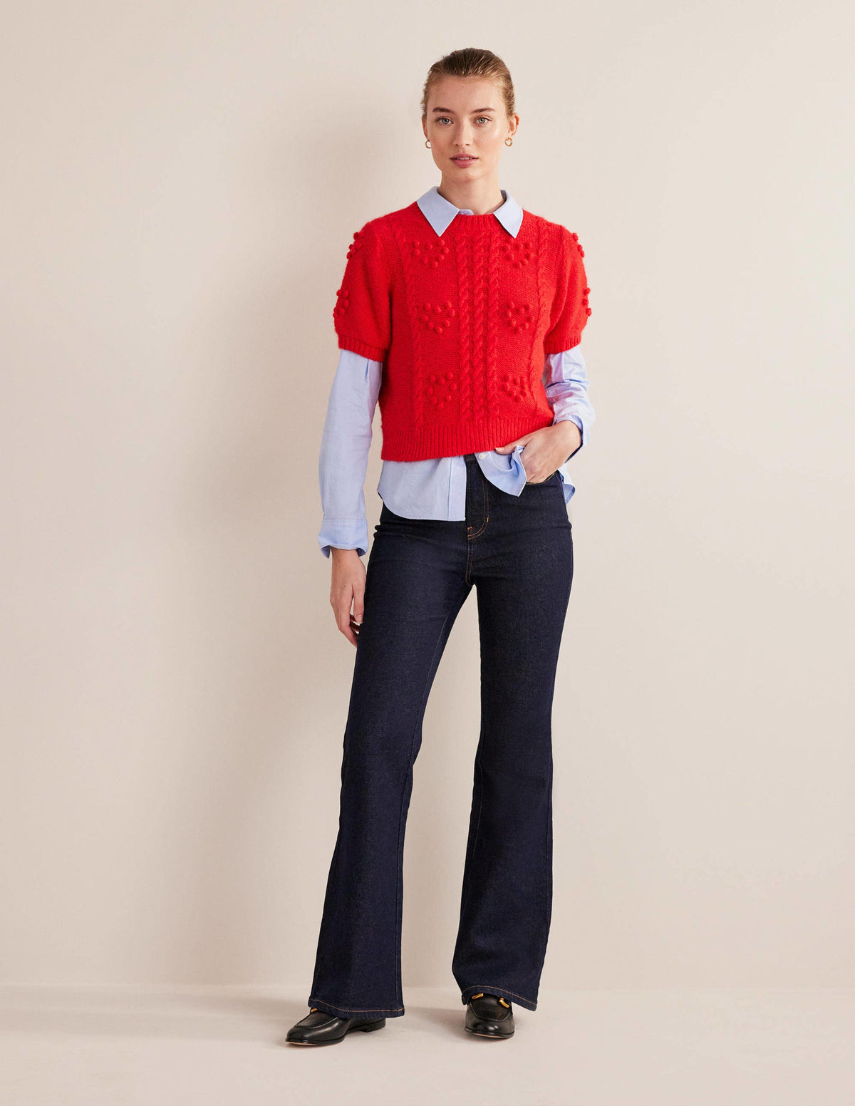 High Rise Flare Jeans-Indigo - Image 1