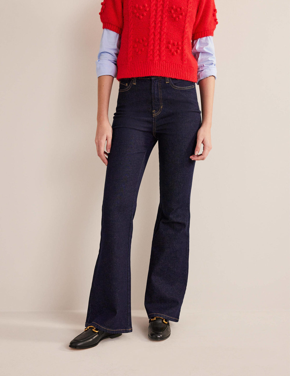 High Rise Flare Jeans-Indigo - Image 3