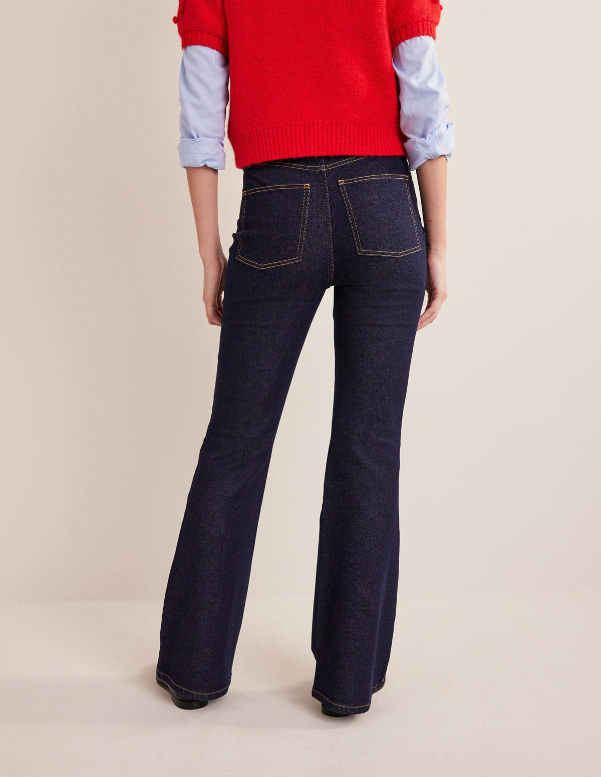 High Rise Flare Jeans-Indigo-5