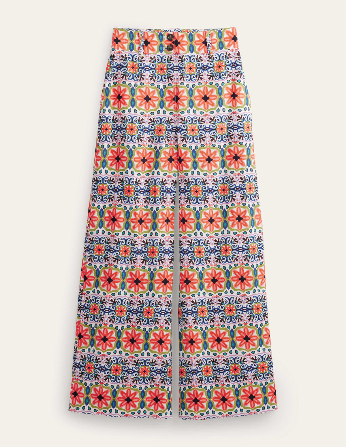 Gemusterte Leinenhose mit weitem Bein-Bunt, Gestreiftes Gobelinmuster - Image 7