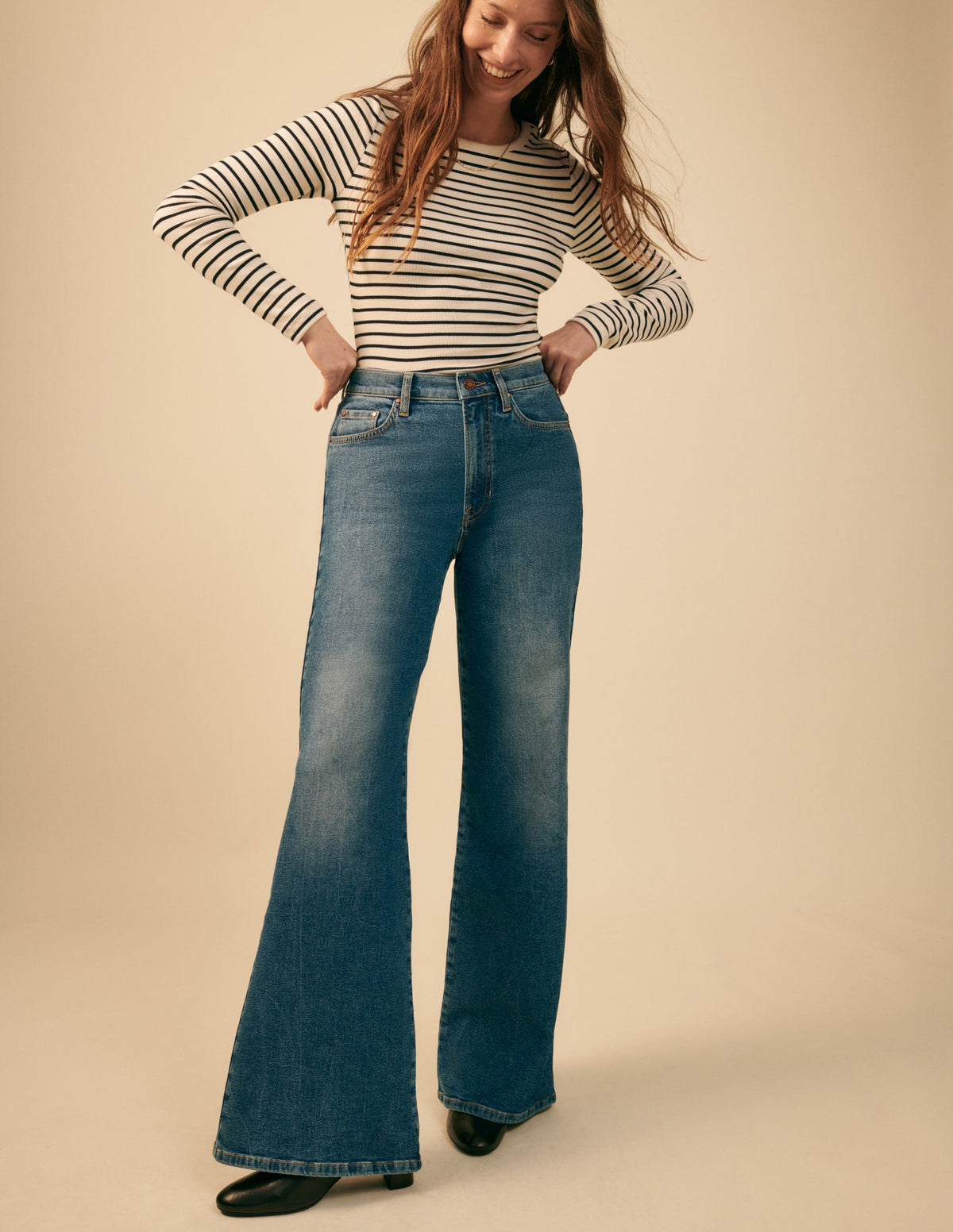 High Rise Wide Leg Jeans-Mid Vintage-9