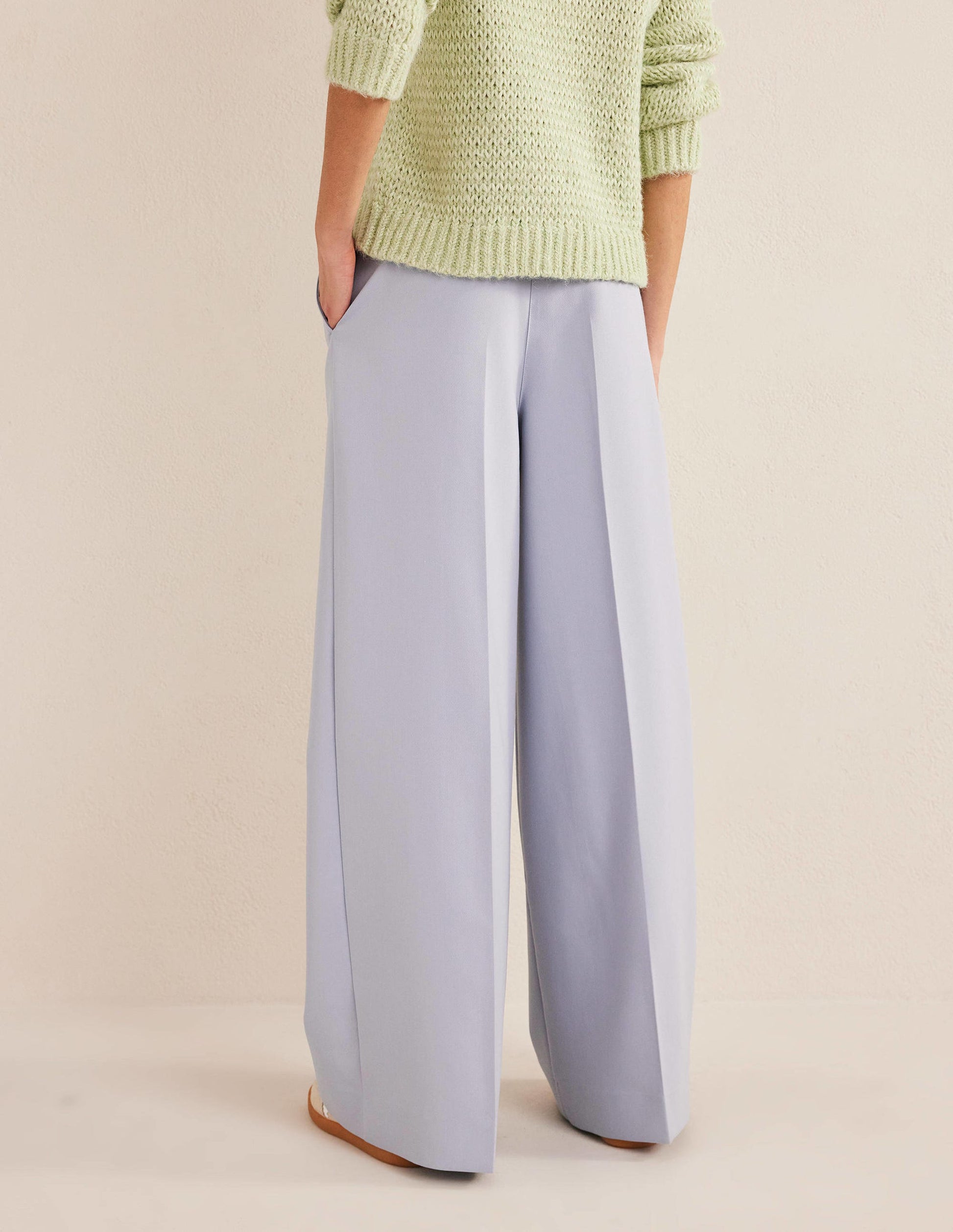 High Rise Wide Leg Trousers-Blue Blizzard-3