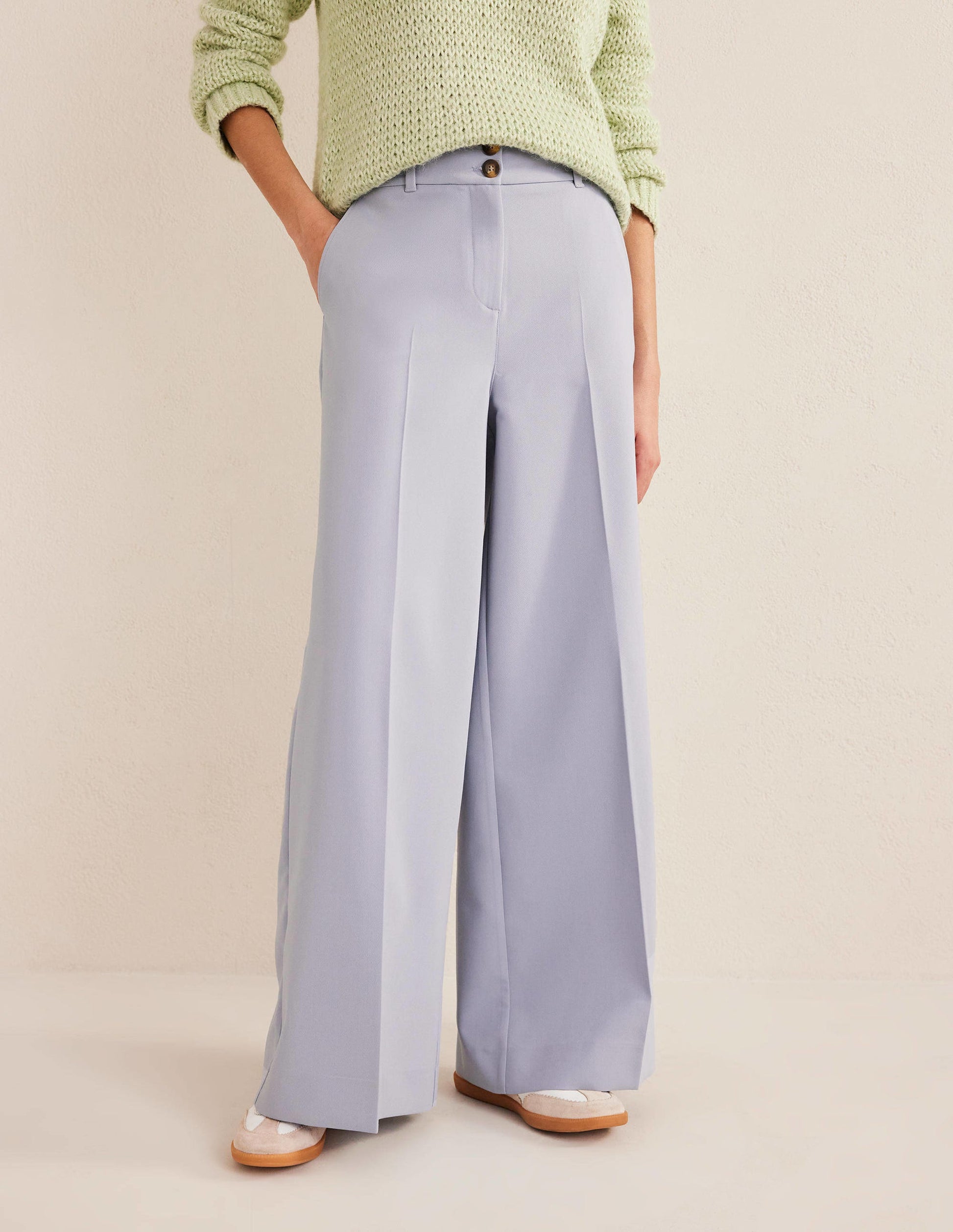 High Rise Wide Leg Trousers-Blue Blizzard-4