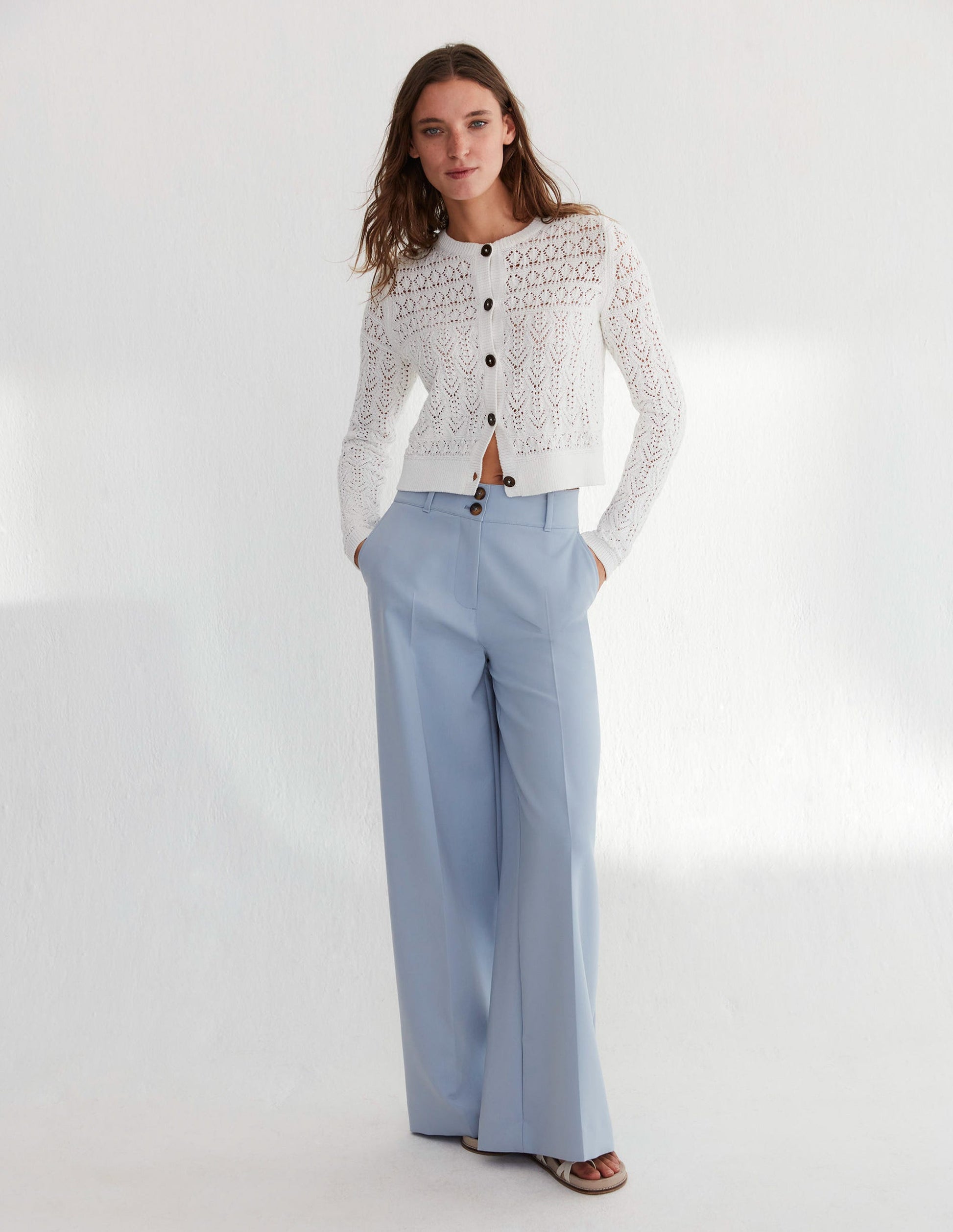 High Rise Wide Leg Trousers-Blue Blizzard-6