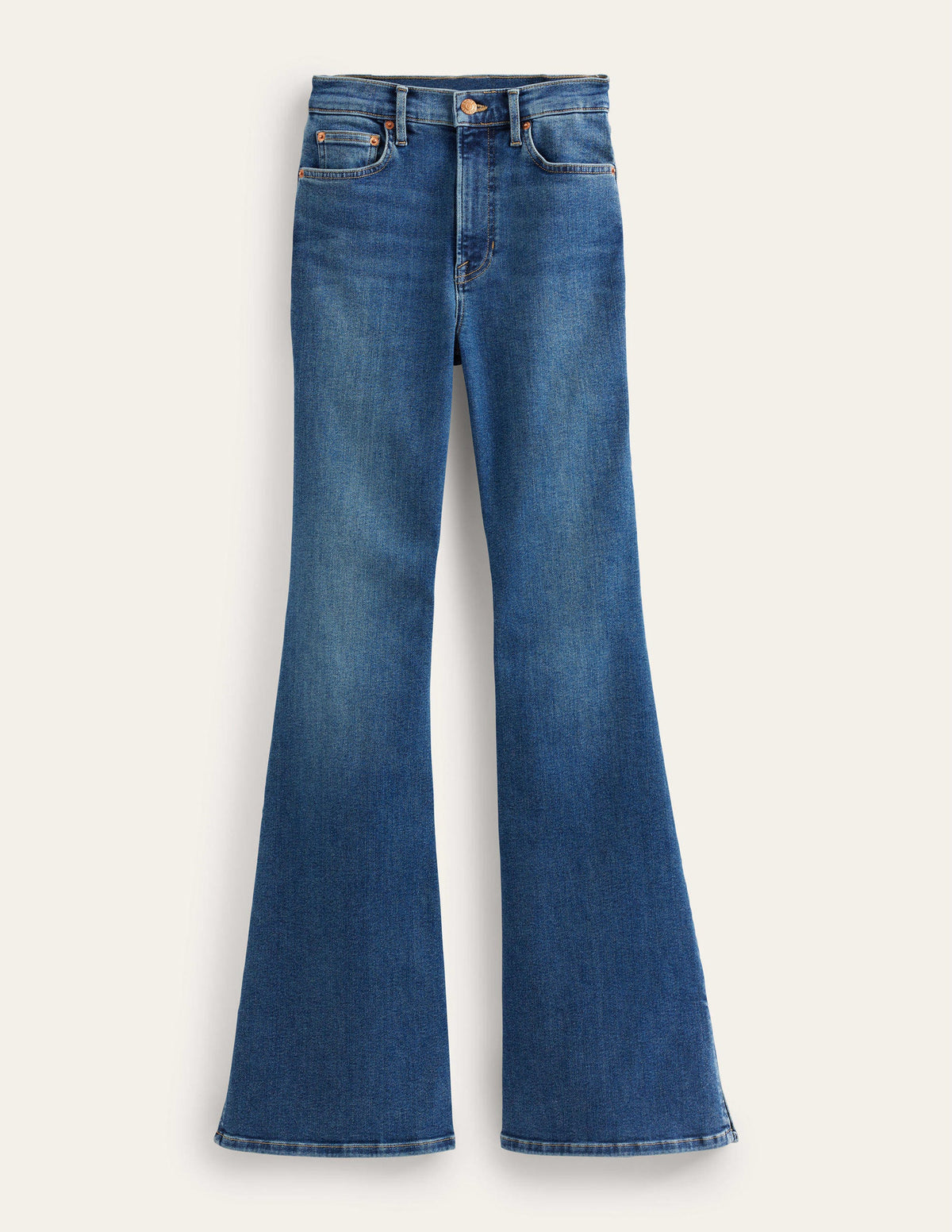Jean évasé taille haute avec fente-Indigo-6