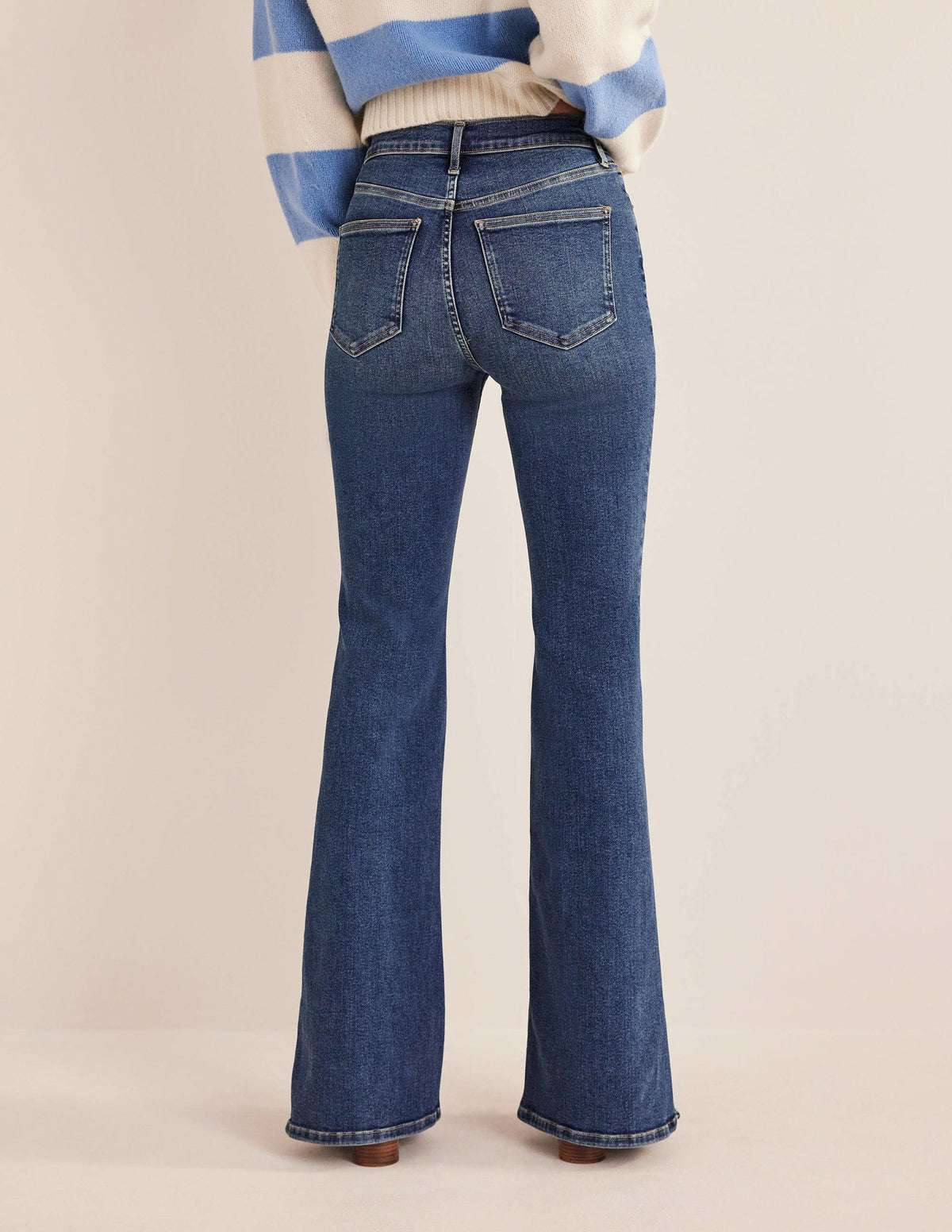Jean évasé taille haute avec fente-Indigo - Image 3