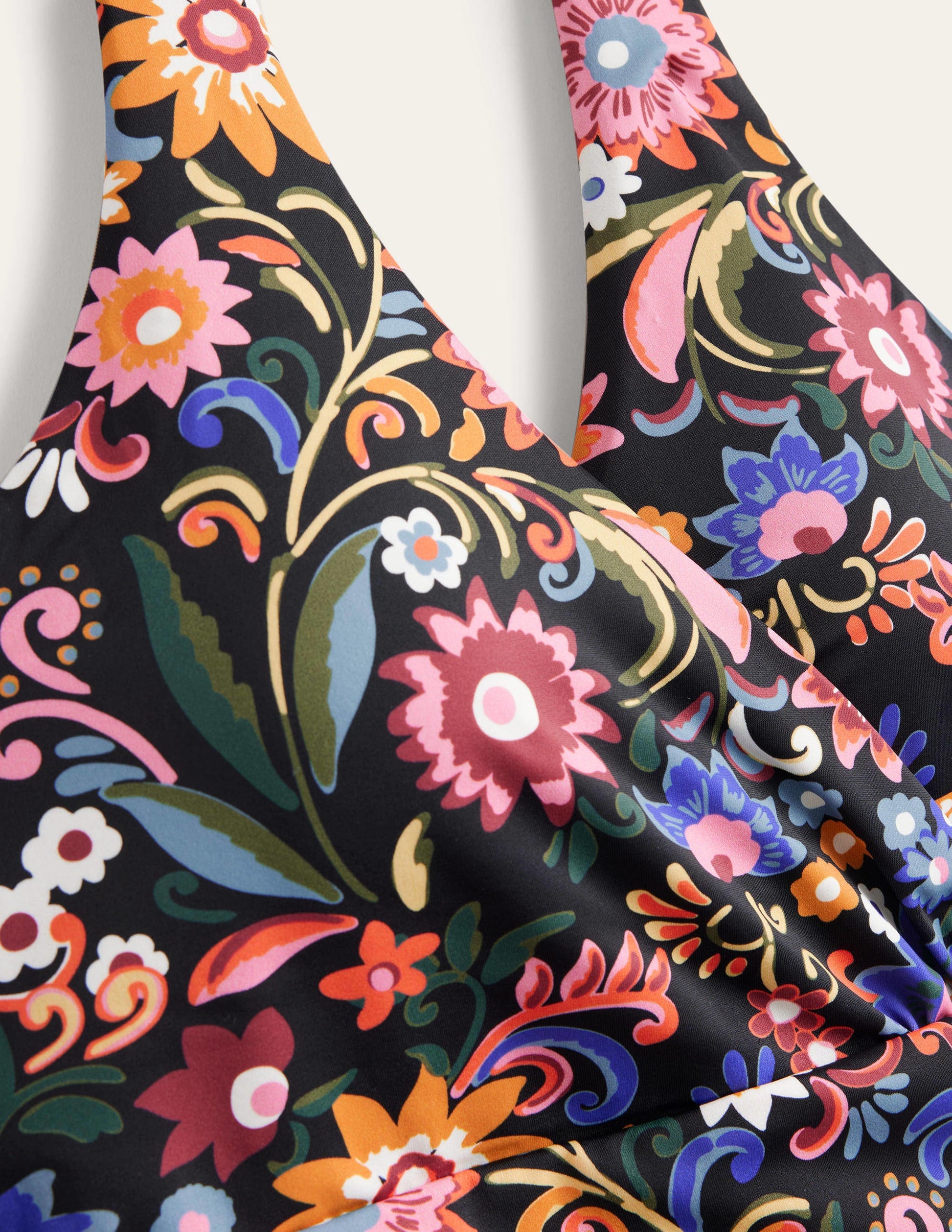 Maillot de bain dos-nu Levanzo-Noir, motif Gardenia Pop-5