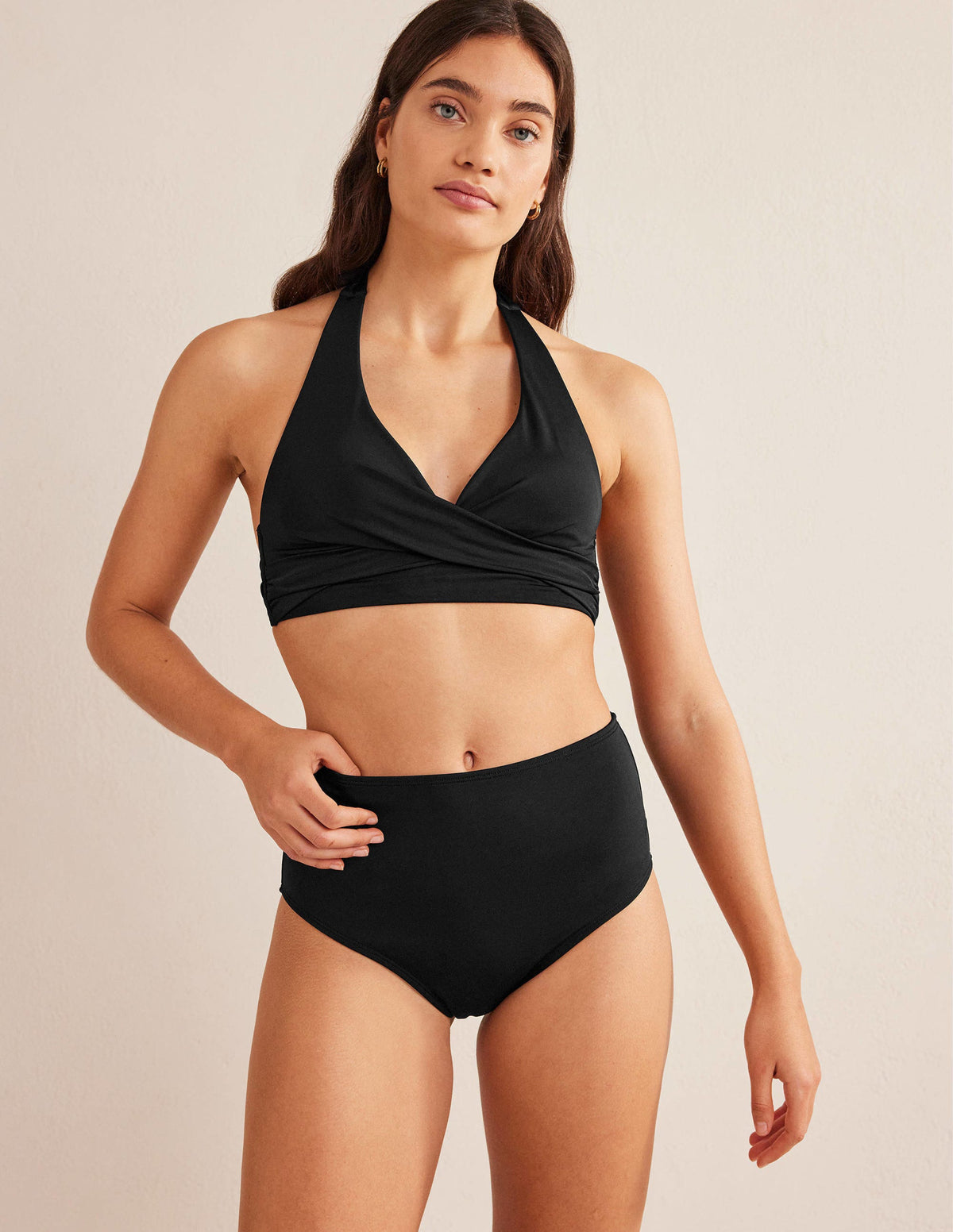 Bikinihose mit hohem Bund-Schwarz-1